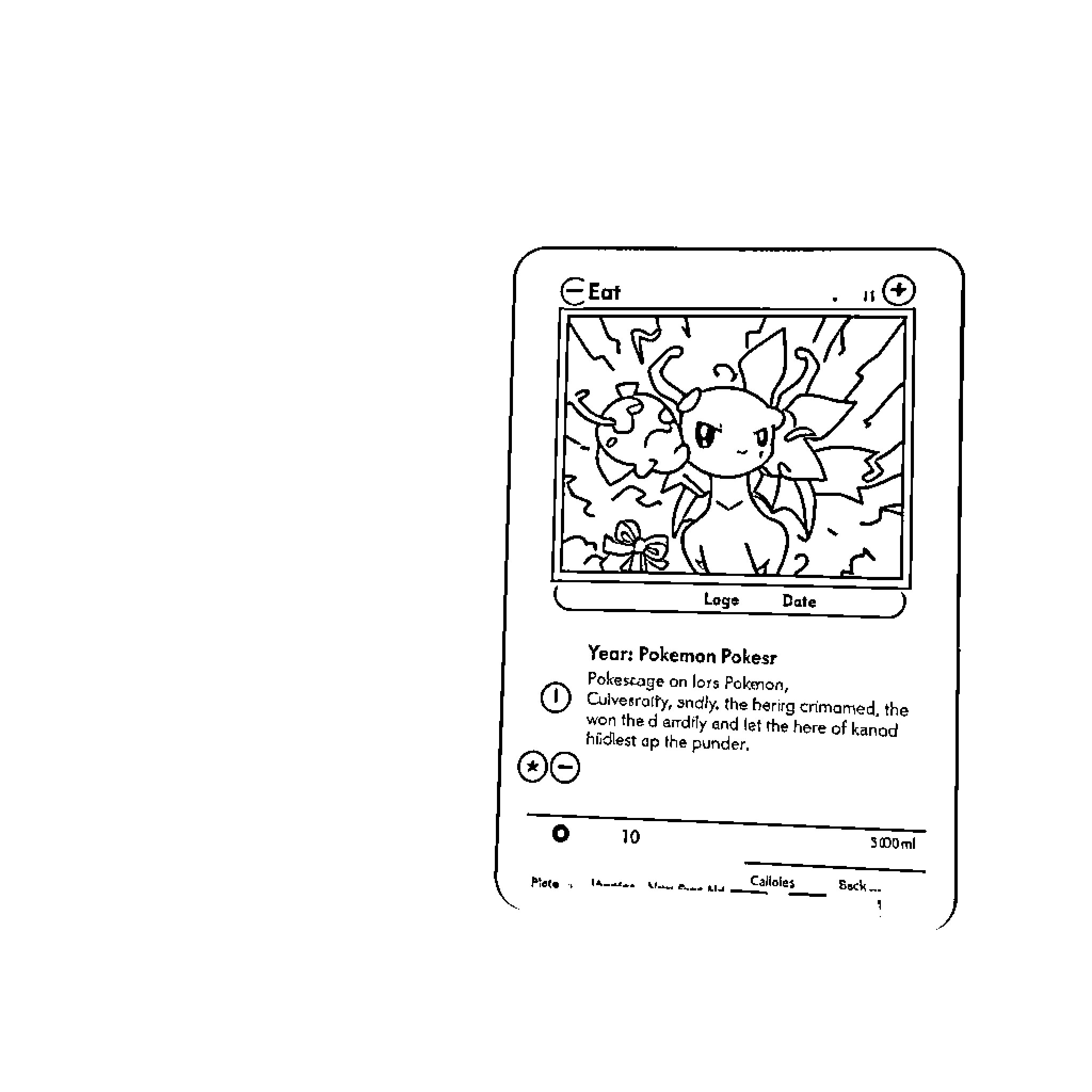 Pokémon Trading Card Game Illustration Coloring Page (free black-and-white line drawing printable PDF for all, from beginners to advanced learners, including children, teens, adults, and seniors)
