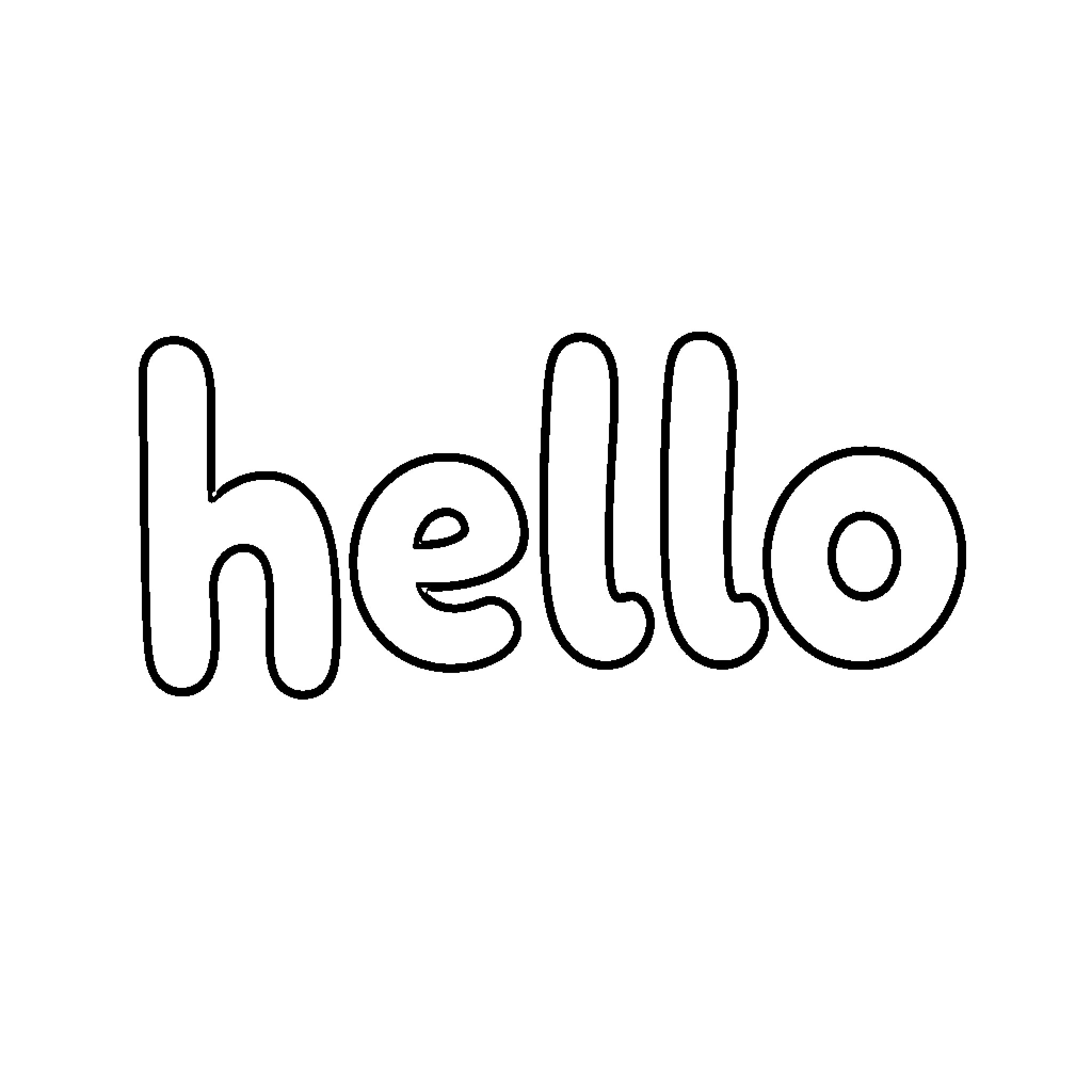 Hello Greeting Doodle Coloring Page (free black-and-white line drawing printable PDF for all, from beginners to advanced learners, including children, teens, adults, and seniors)