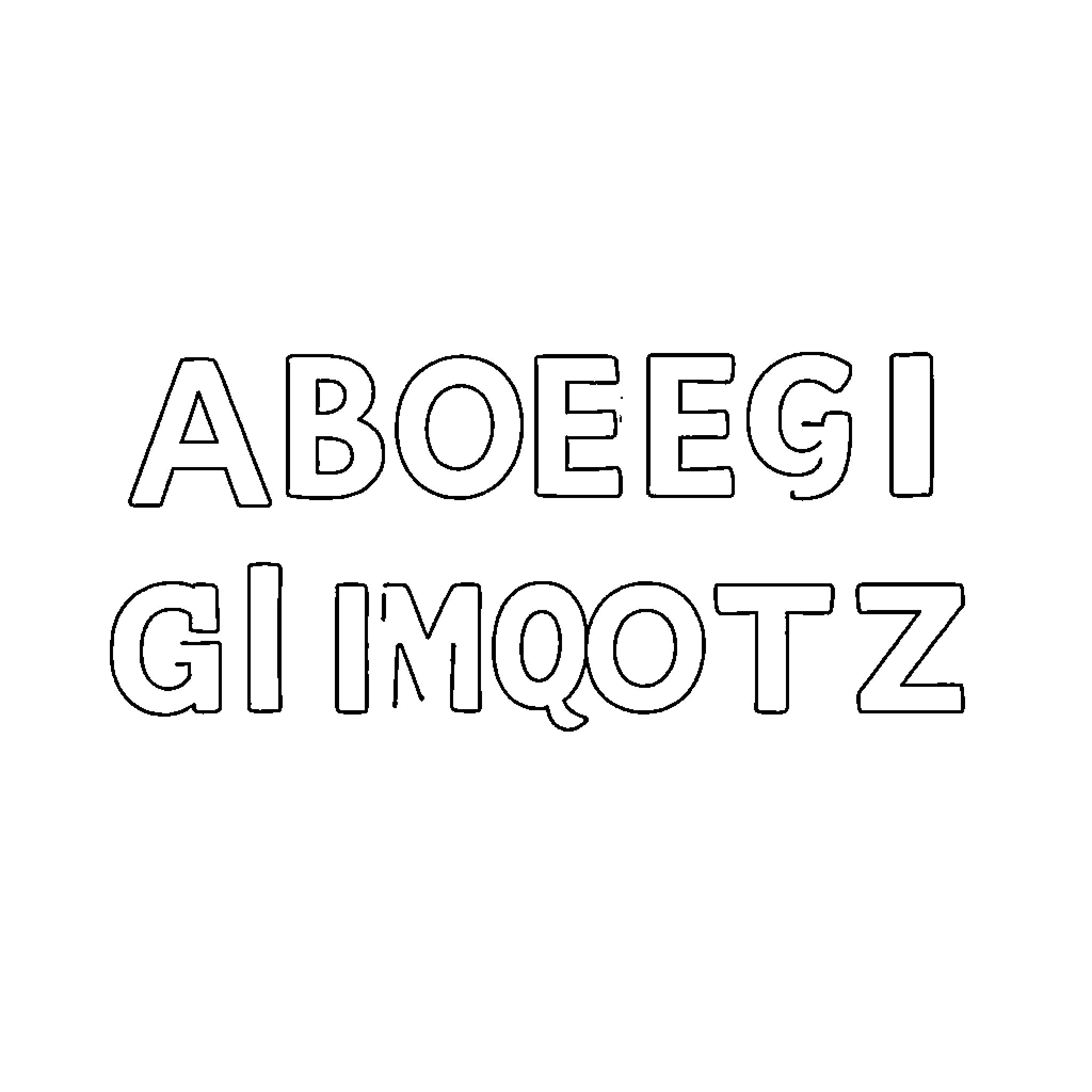 Alphabet letters drawing for coloring Coloring Page (free black-and-white line drawing printable PDF for all, from beginners to advanced learners, including children, teens, adults, and seniors)