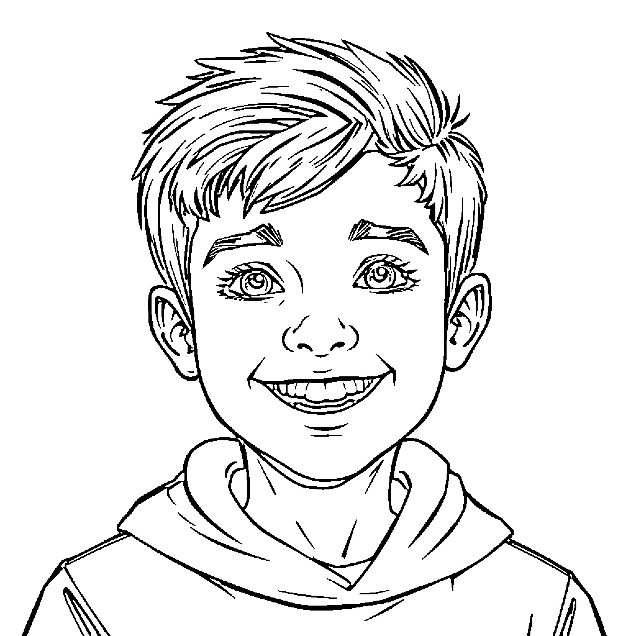 Rocco's Cheerful Expression Coloring Page (free black-and-white line drawing printable PDF for all, from beginners to advanced learners, including children, teens, adults, and seniors)