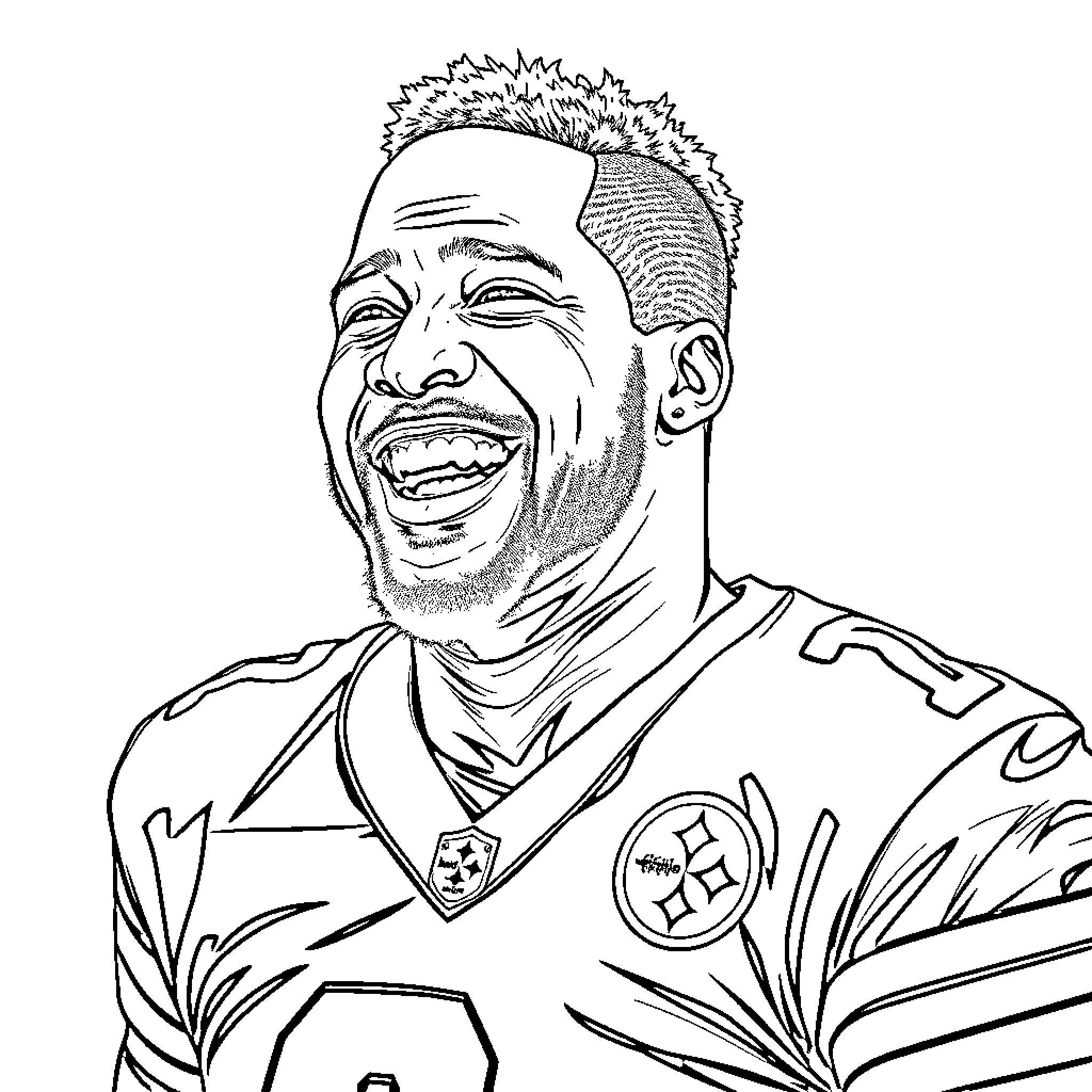 Micheal Scott's joyful soccer player portrayal Coloring Page (free black-and-white line drawing printable PDF for all, from beginners to advanced learners, including children, teens, adults, and seniors)