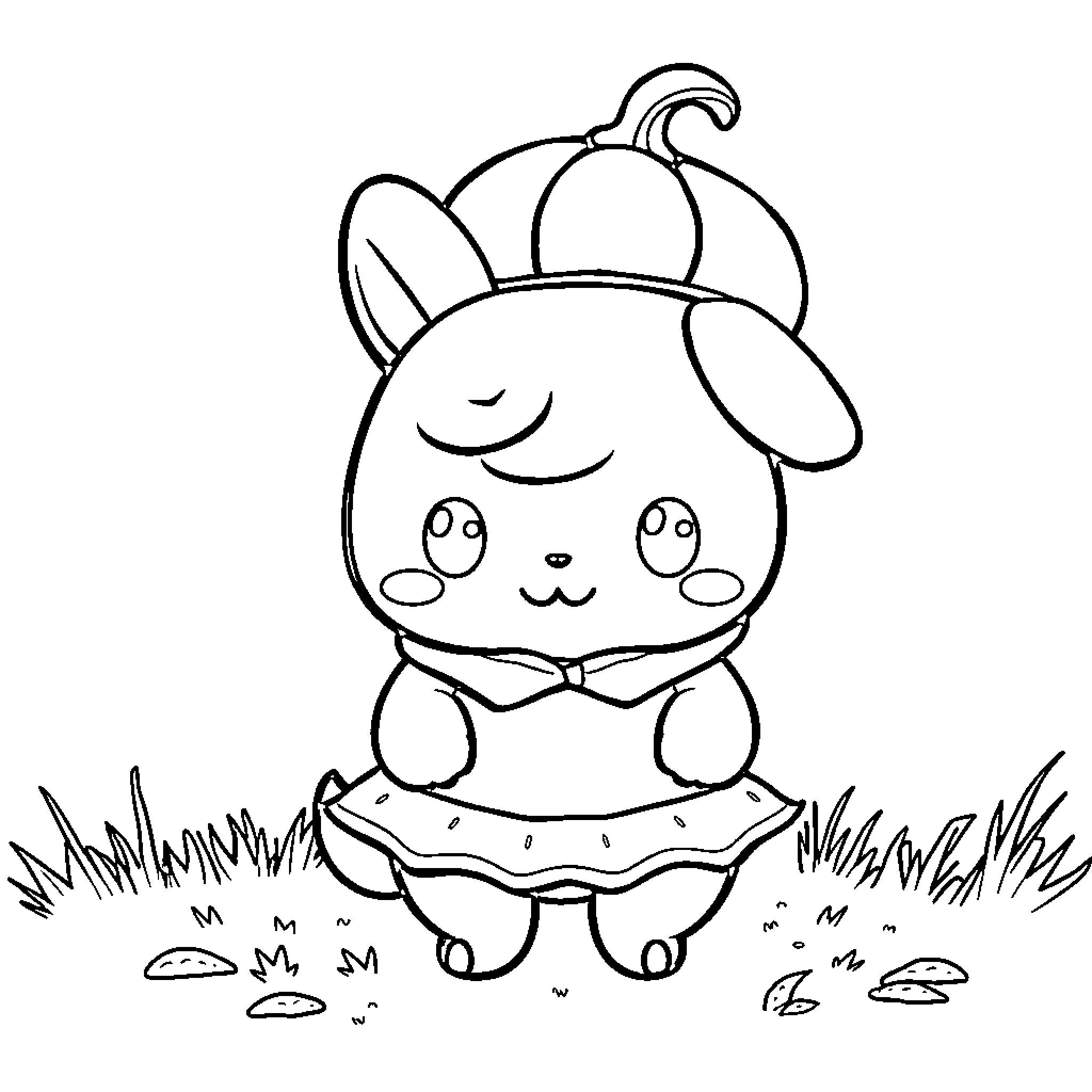 Cinnamoroll resting peacefully in the grass Coloring Page (free black-and-white line drawing printable PDF for all, from beginners to advanced learners, including children, teens, adults, and seniors)