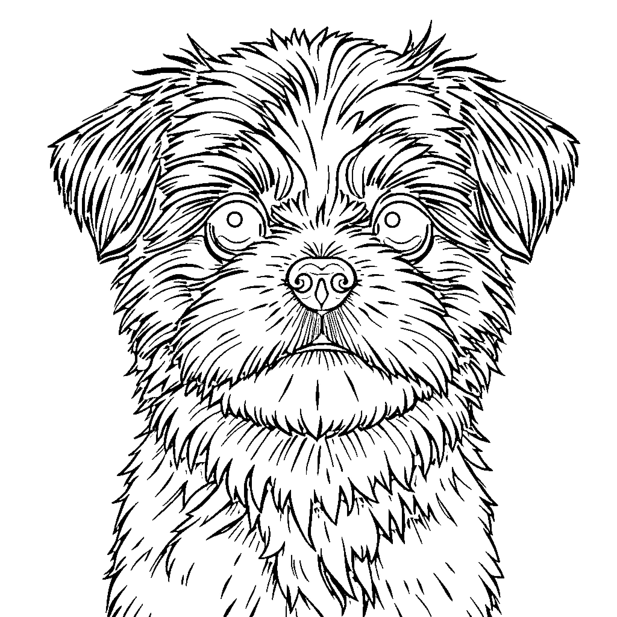 Shih Tzu with expressive facial features Coloring Page (free black-and-white line drawing printable PDF for all, from beginners to advanced learners, including children, teens, adults, and seniors)