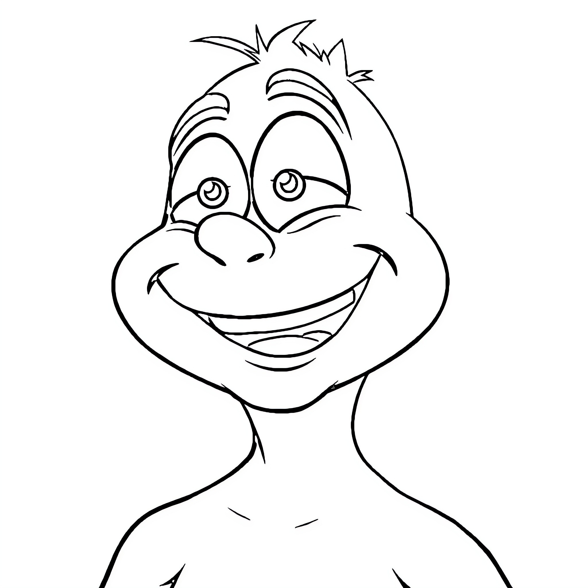 Pepe the happy cartoon character Coloring Page (free black-and-white line drawing printable PDF for all, from beginners to advanced learners, including children, teens, adults, and seniors)