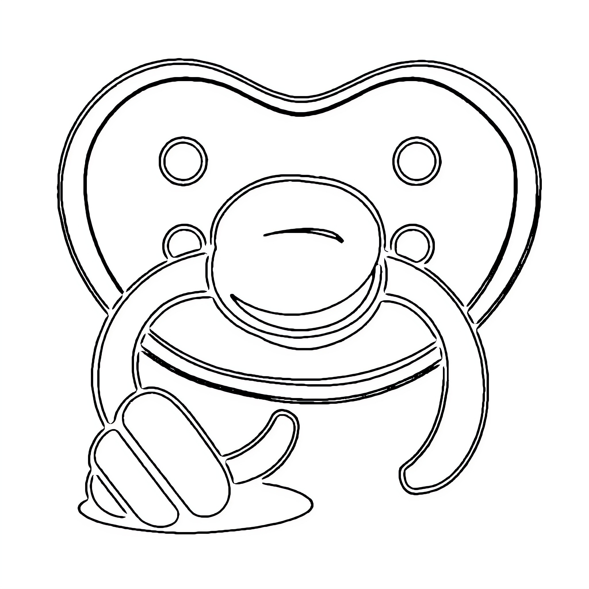 Pacifier with smiling baby face Coloring Page (free black-and-white line drawing printable PDF for all, from beginners to advanced learners, including children, teens, adults, and seniors)