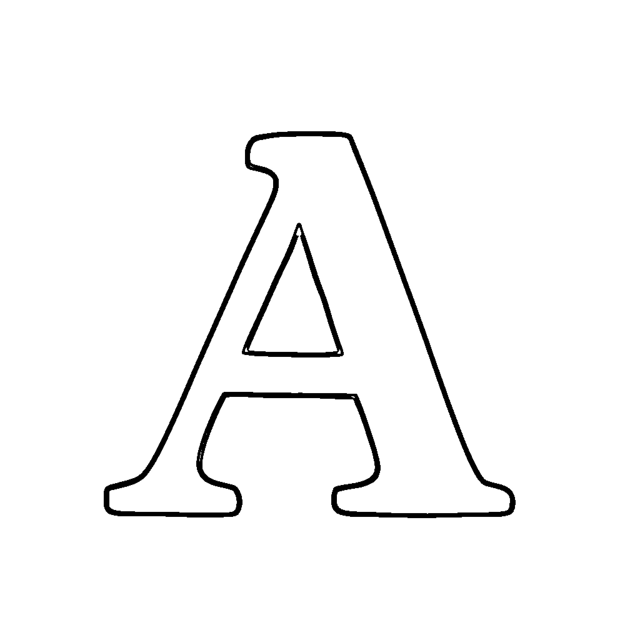 A Stylized Letter A Coloring Page (free black-and-white line drawing printable PDF for all, from beginners to advanced learners, including children, teens, adults, and seniors)