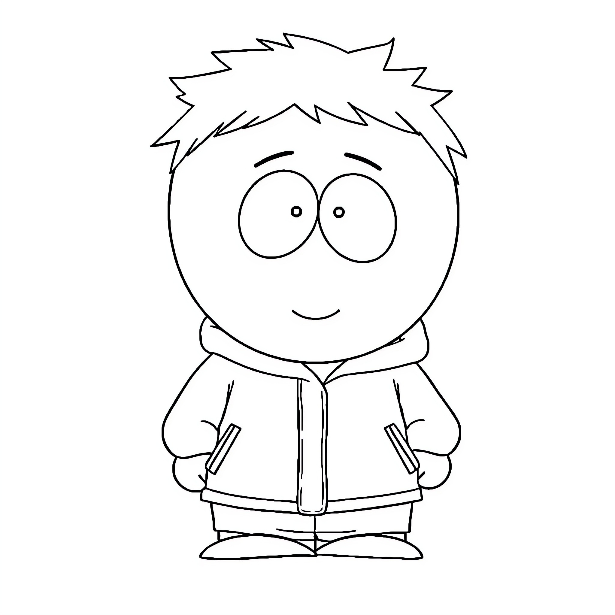 Butters enjoying a simple day Coloring Page (free black-and-white line drawing printable PDF for all, from beginners to advanced learners, including children, teens, adults, and seniors)