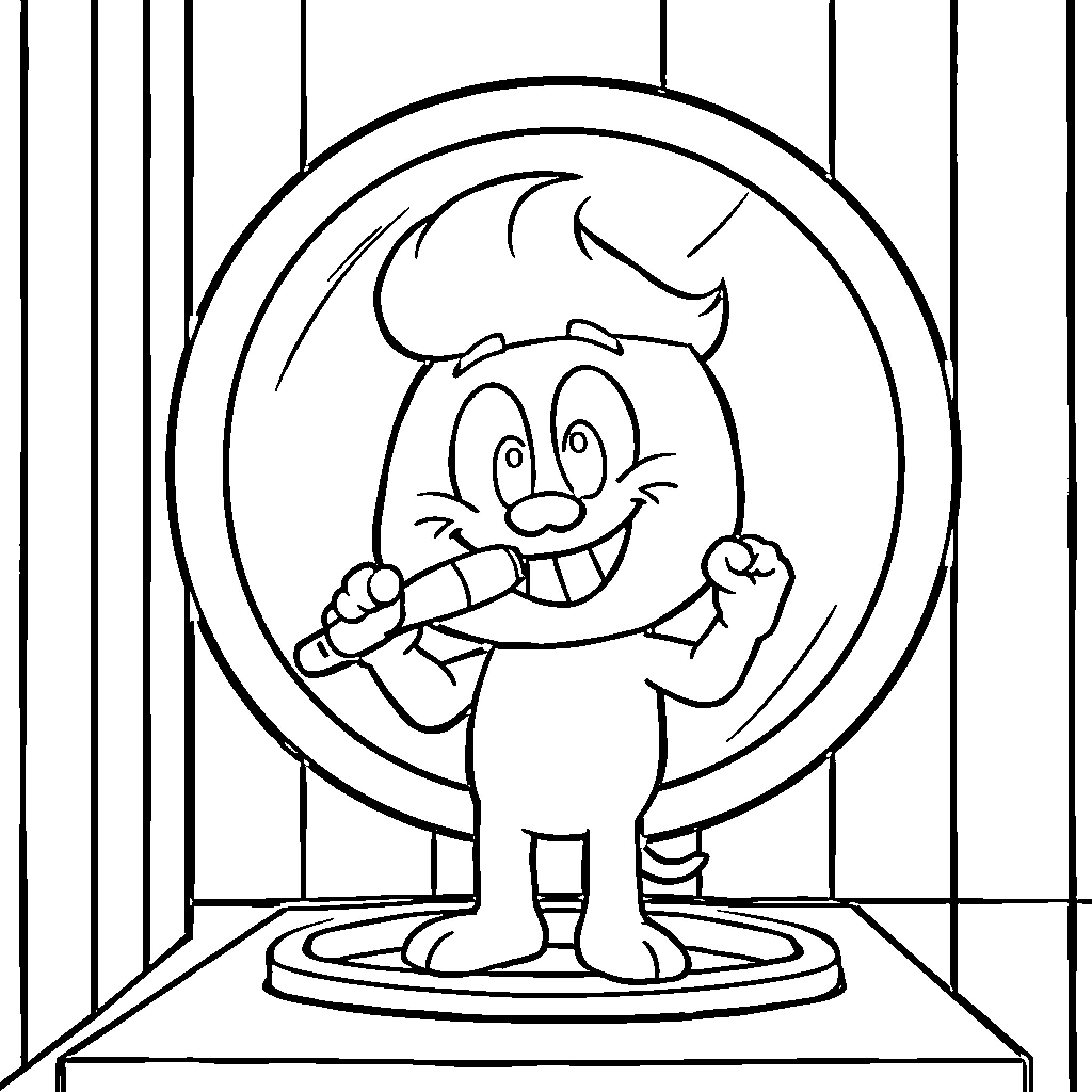 Gumball Character Posing Playfully in Frame Coloring Page (free black-and-white line drawing printable PDF for all, from beginners to advanced learners, including children, teens, adults, and seniors)