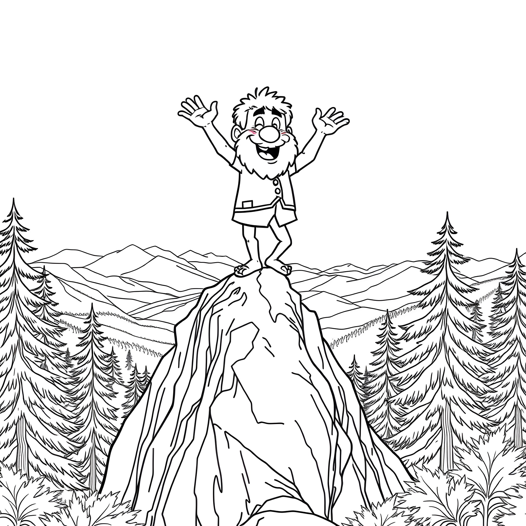 Gruncle Stan enjoying the great outdoors Coloring Page (free black-and-white line drawing printable PDF for all, from beginners to advanced learners, including children, teens, adults, and seniors)