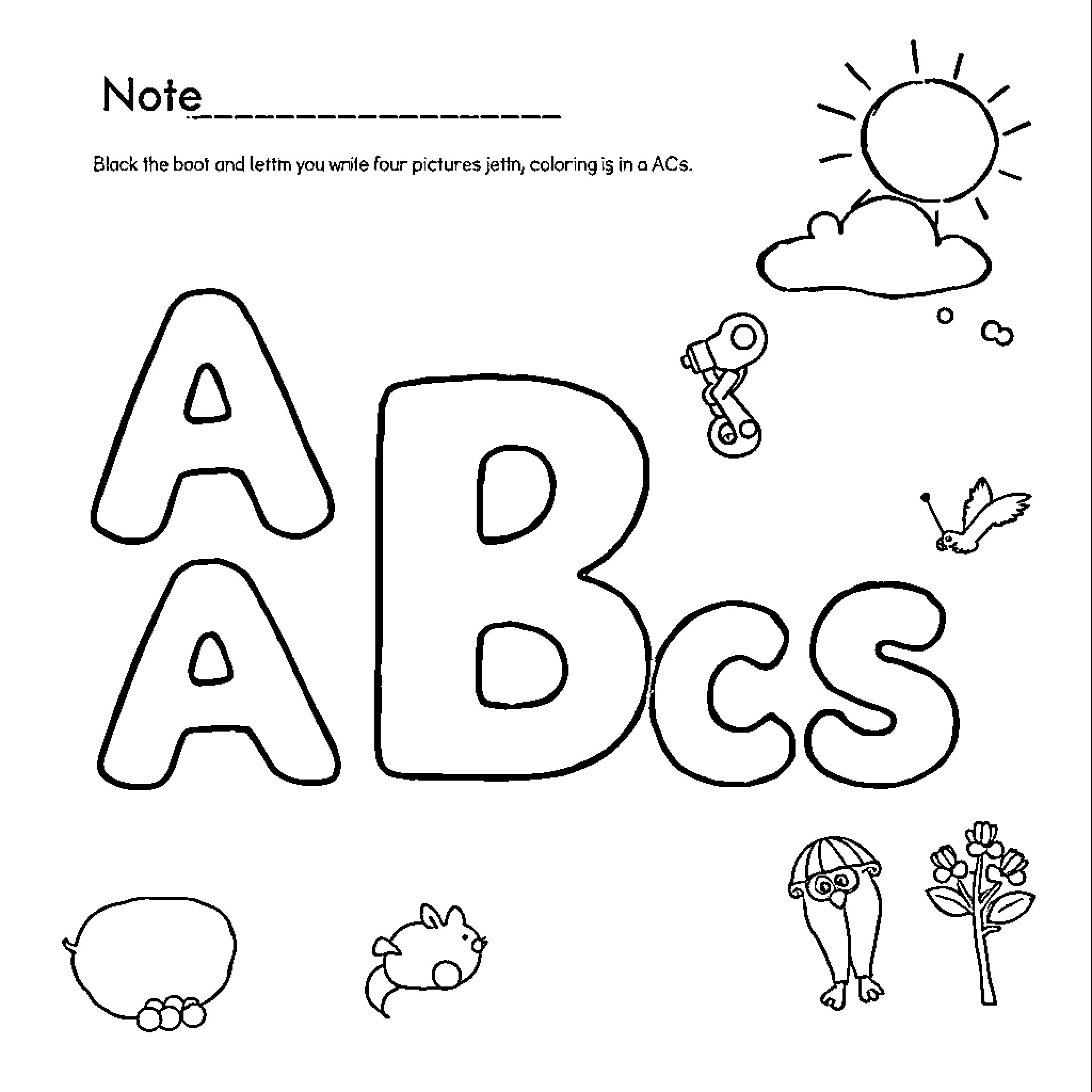 ABC: Block the letters and fill in the colors Coloring Page (free black-and-white line drawing printable PDF for all, from beginners to advanced learners, including children, teens, adults, and seniors)