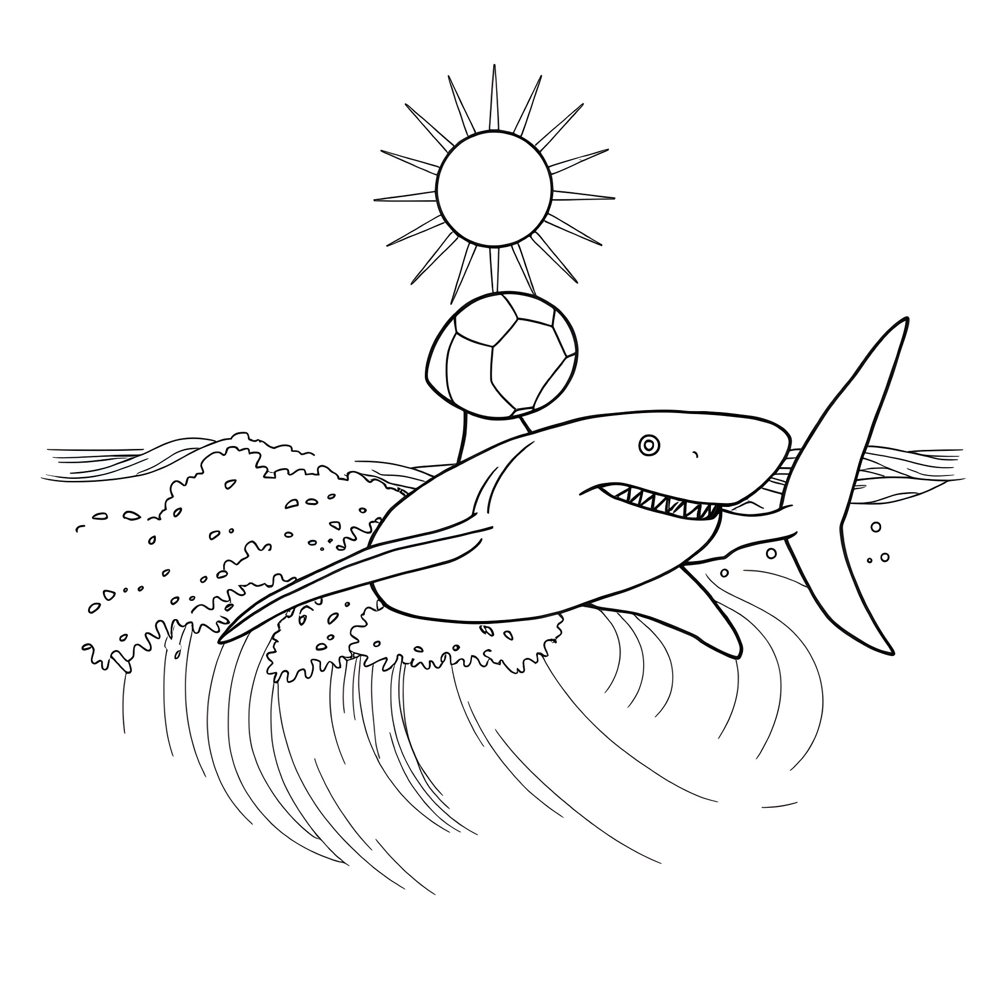 Hammerhead Shark swimming in the ocean Coloring Page (free black-and-white line drawing printable PDF for all, from beginners to advanced learners, including children, teens, adults, and seniors)