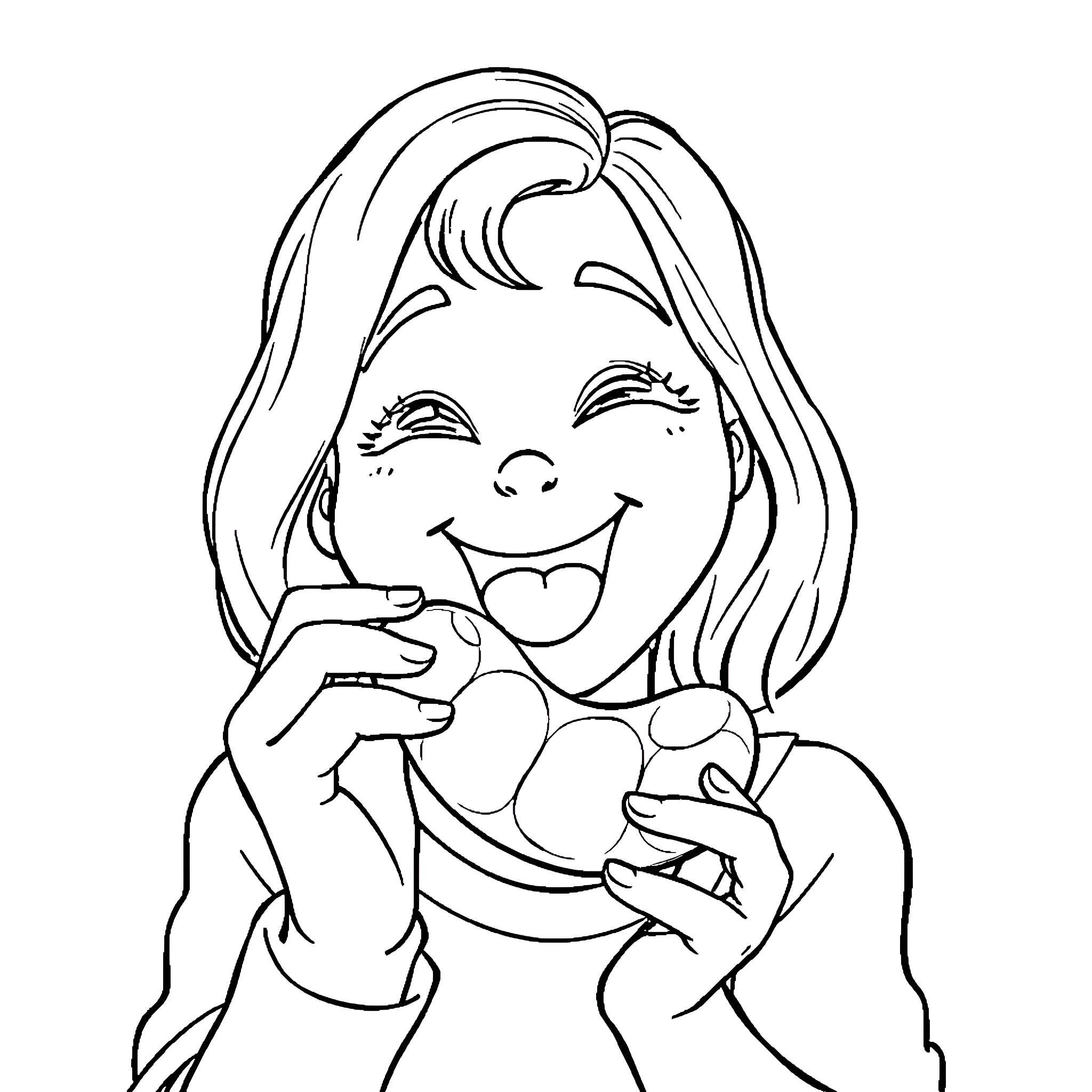 Mommy cuddling her baby affectionately Coloring Page (free black-and-white line drawing printable PDF for all, from beginners to advanced learners, including children, teens, adults, and seniors)