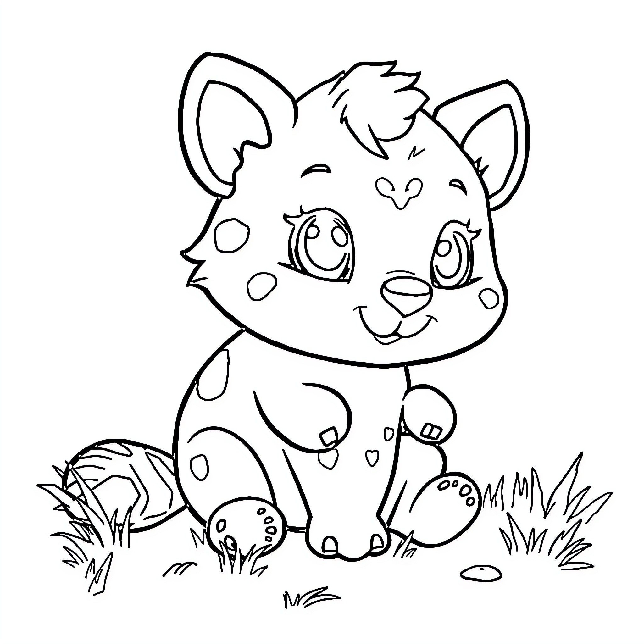 Animal playing in nature Coloring Page (free black-and-white line drawing printable PDF for all, from beginners to advanced learners, including children, teens, adults, and seniors)