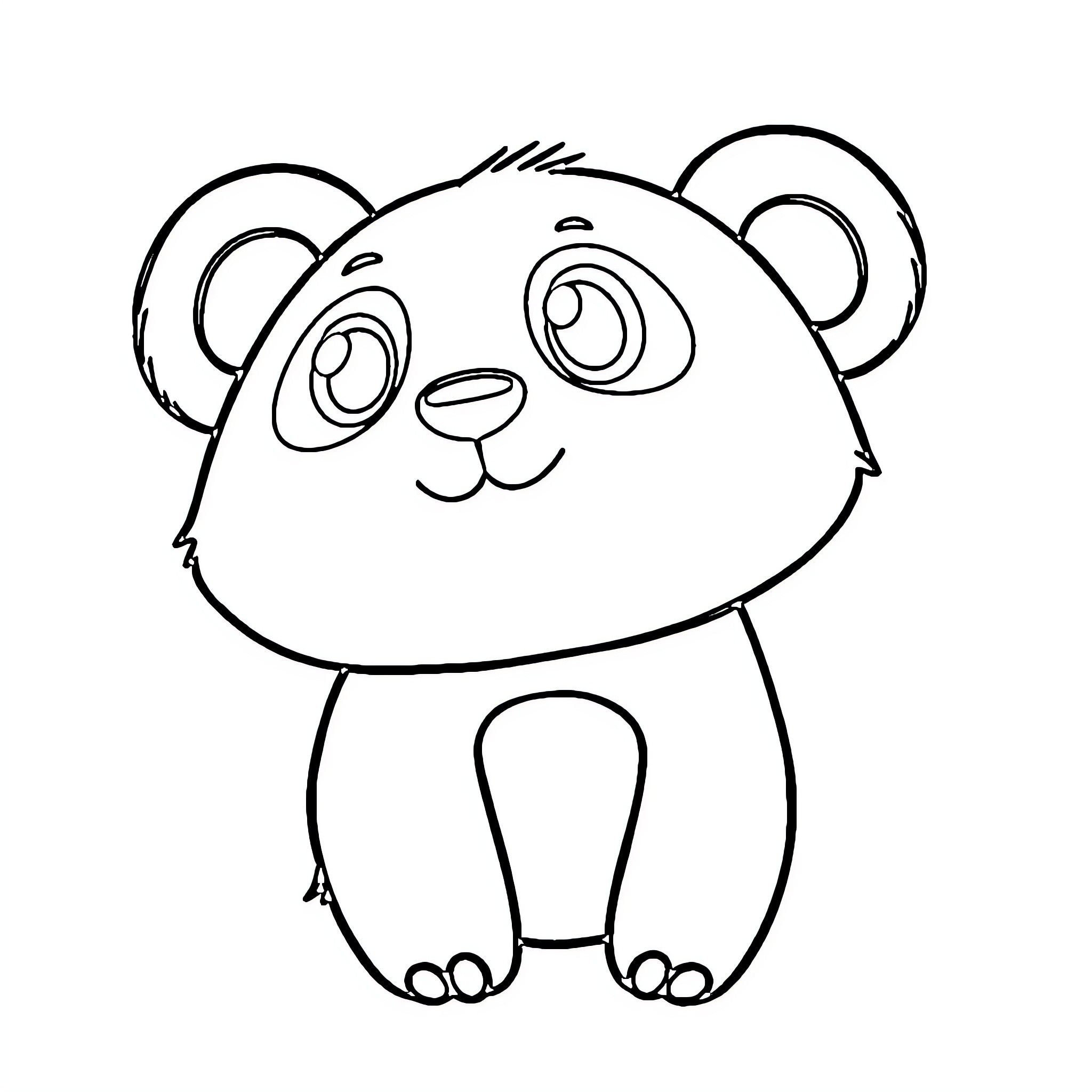 Panda in a playful pose Coloring Page (free black-and-white line drawing printable PDF for all, from beginners to advanced learners, including children, teens, adults, and seniors)