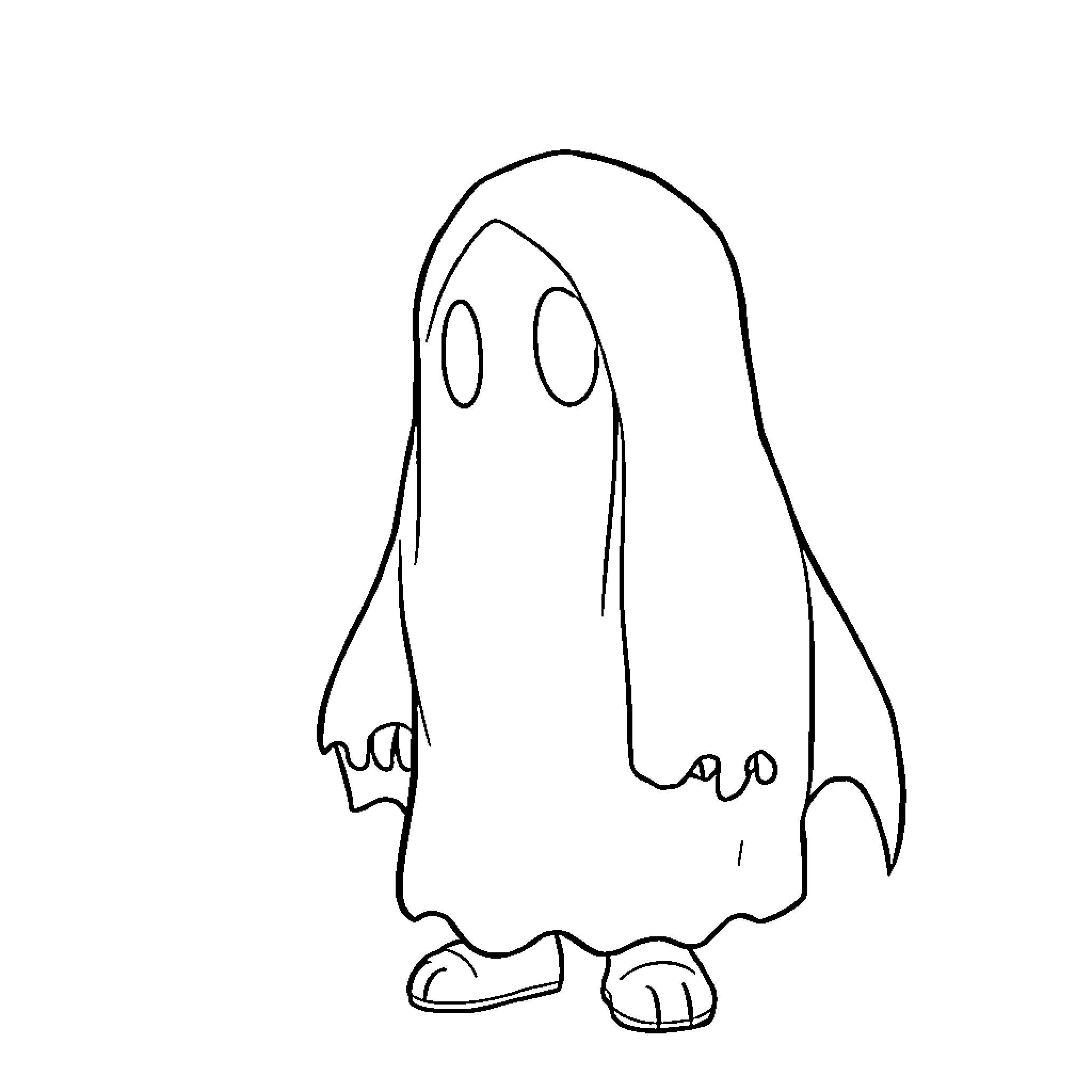 Homer as a Playful Halloween Ghost Coloring Page (free black-and-white line drawing printable PDF for all, from beginners to advanced learners, including children, teens, adults, and seniors)