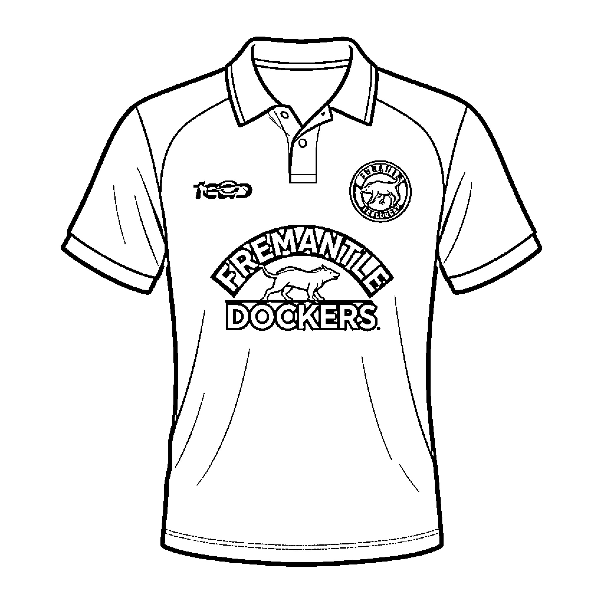 Jumper featuring a sports team logo and text Coloring Page (free black-and-white line drawing printable PDF for all, from beginners to advanced learners, including children, teens, adults, and seniors)