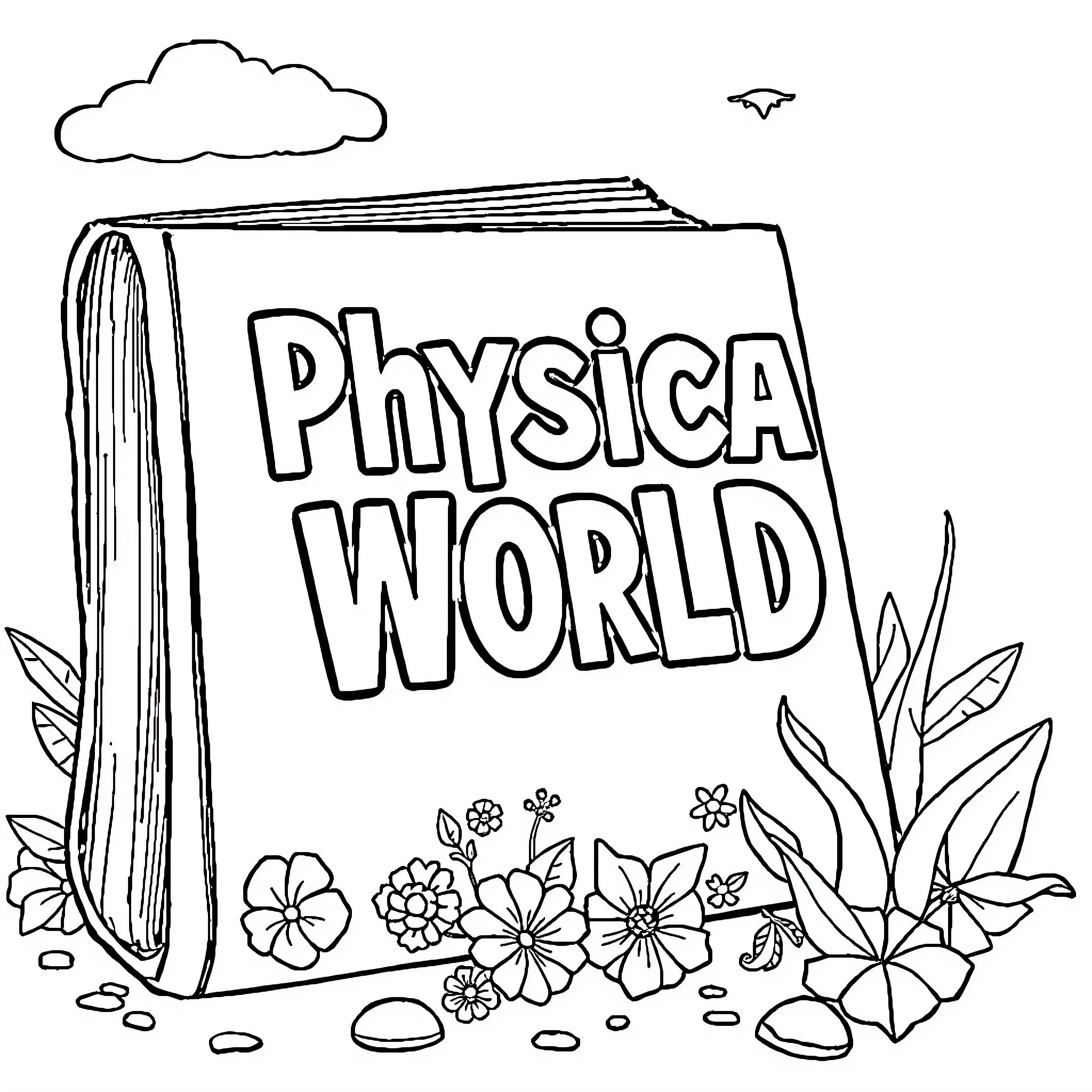 Physical World of Science and Nature Coloring Page (free black-and-white line drawing printable PDF for all, from beginners to advanced learners, including children, teens, adults, and seniors)