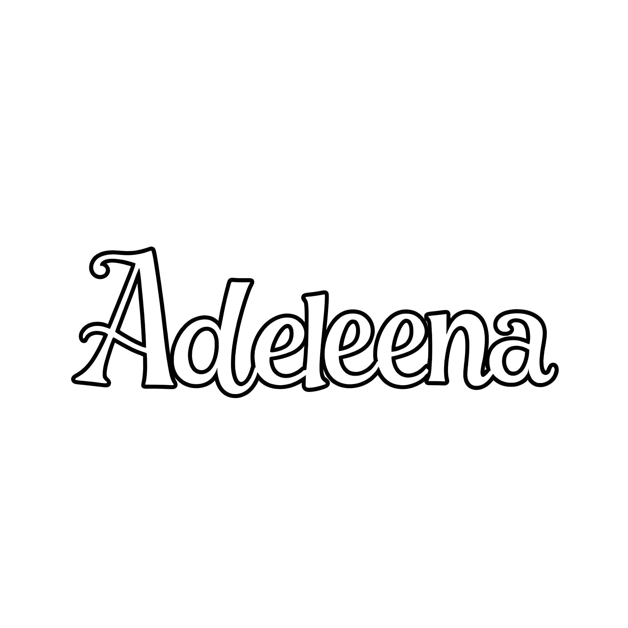 Adeleena's Name in Elegant Typography Coloring Page (free black-and-white line drawing printable PDF for all, from beginners to advanced learners, including children, teens, adults, and seniors)