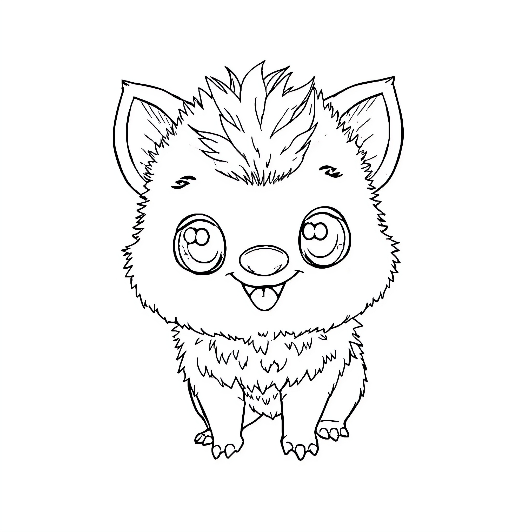 Labubu the Cute and Quirky Creature Coloring Page (free black-and-white line drawing printable PDF for all, from beginners to advanced learners, including children, teens, adults, and seniors)
