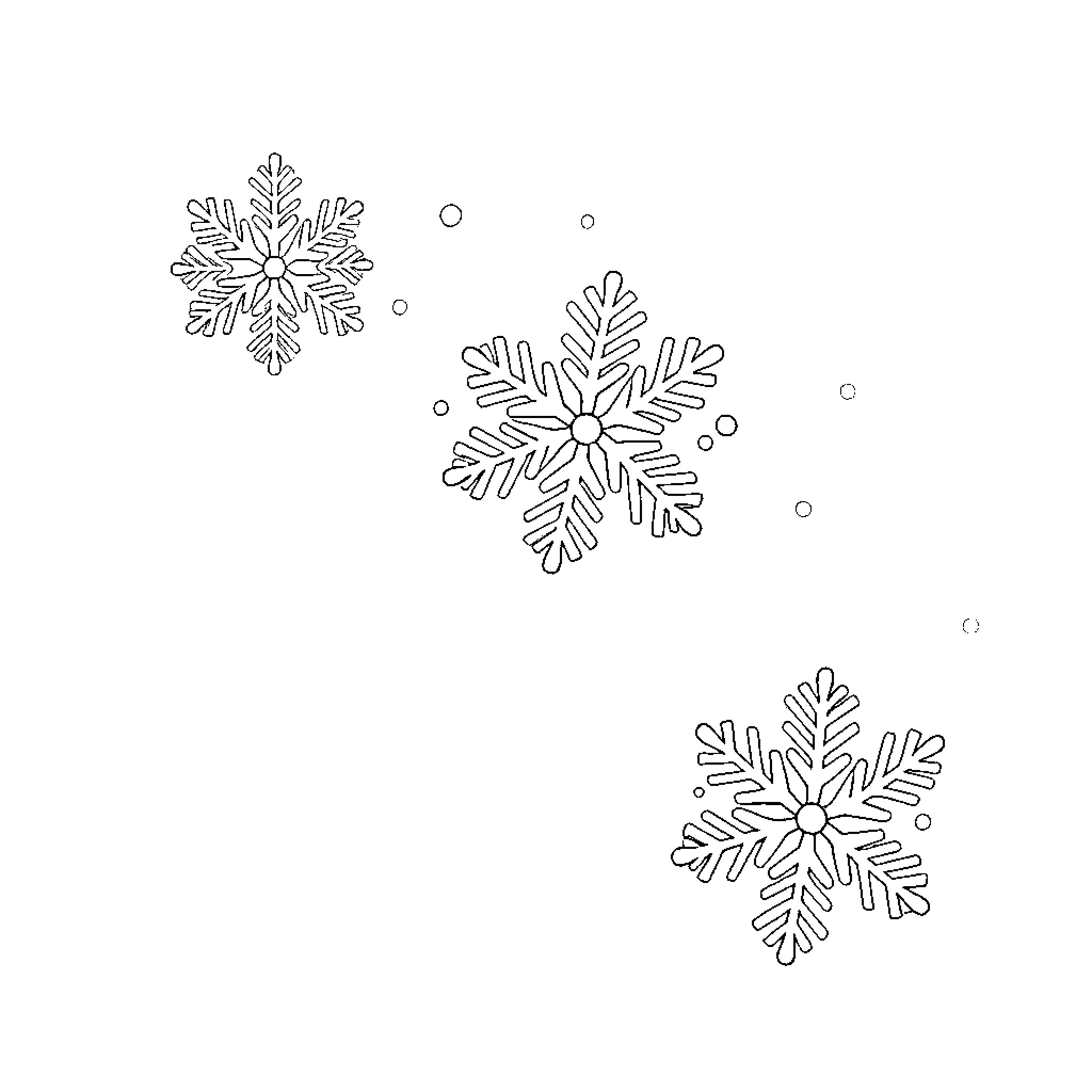 Snowflake designs in wintery scene Coloring Page (free black-and-white line drawing printable PDF for all, from beginners to advanced learners, including children, teens, adults, and seniors)