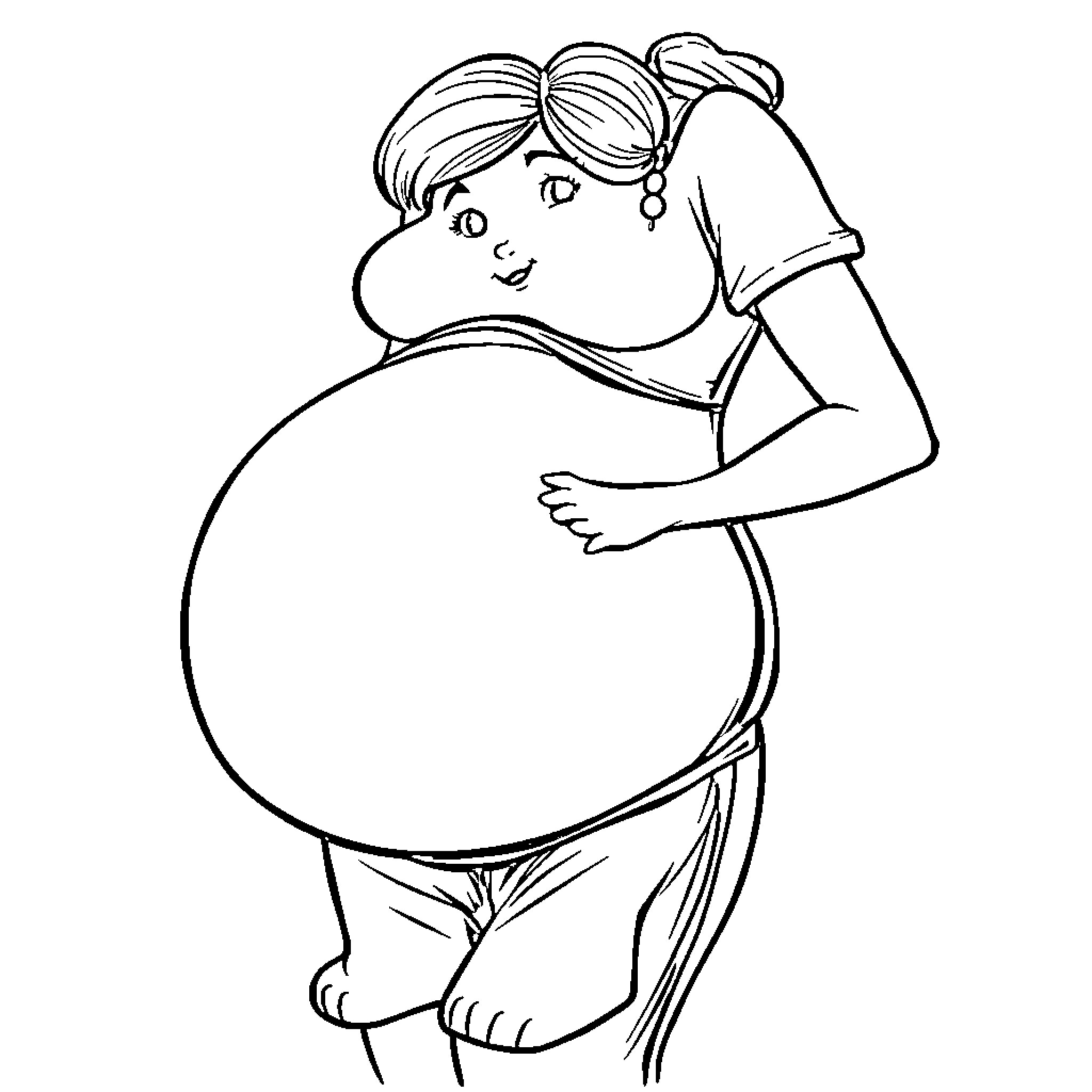 Girl with a Playful Expression Coloring Page (free black-and-white line drawing printable PDF for all, from beginners to advanced learners, including children, teens, adults, and seniors)