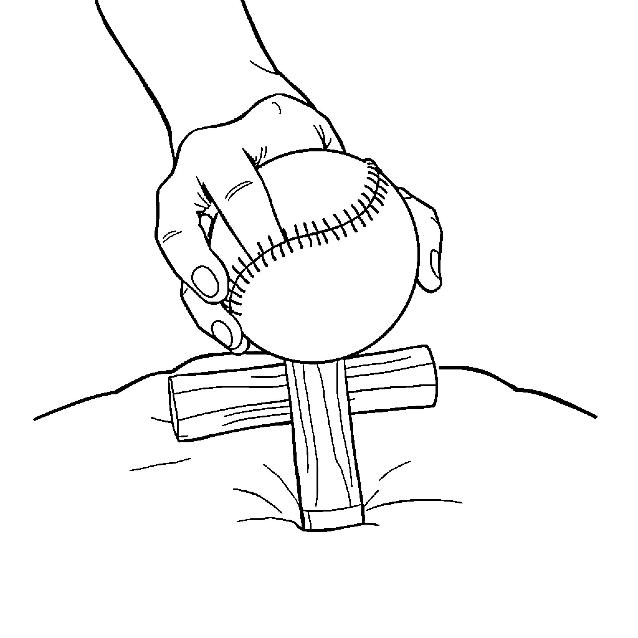 Baseball player holding bat on field Coloring Page (free black-and-white line drawing printable PDF for all, from beginners to advanced learners, including children, teens, adults, and seniors)