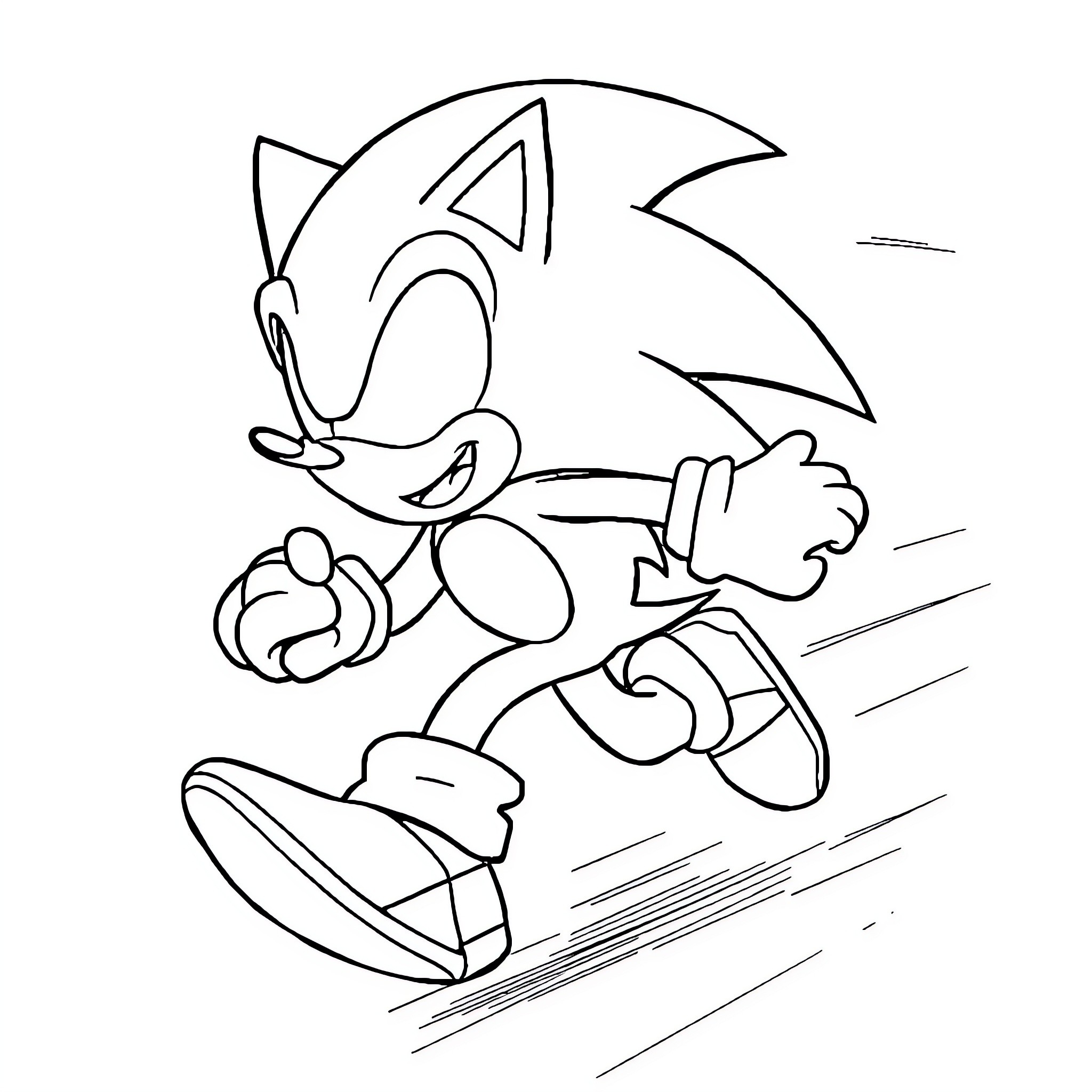 Sonic speeding through the scene Coloring Page (free black-and-white line drawing printable PDF for all, from beginners to advanced learners, including children, teens, adults, and seniors)