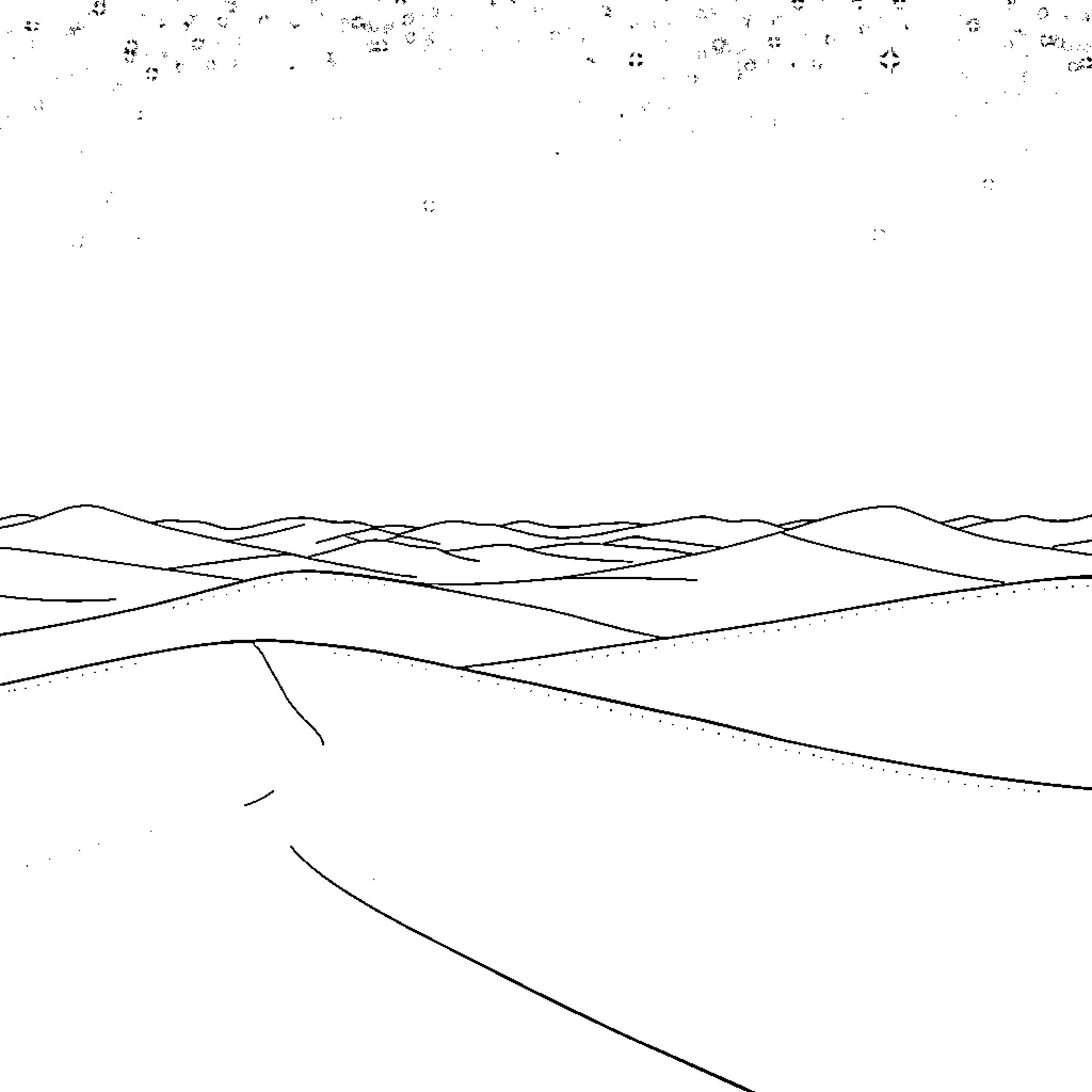 Desert Landscape with Minimal Details Coloring Page (free black-and-white line drawing printable PDF for all, from beginners to advanced learners, including children, teens, adults, and seniors)