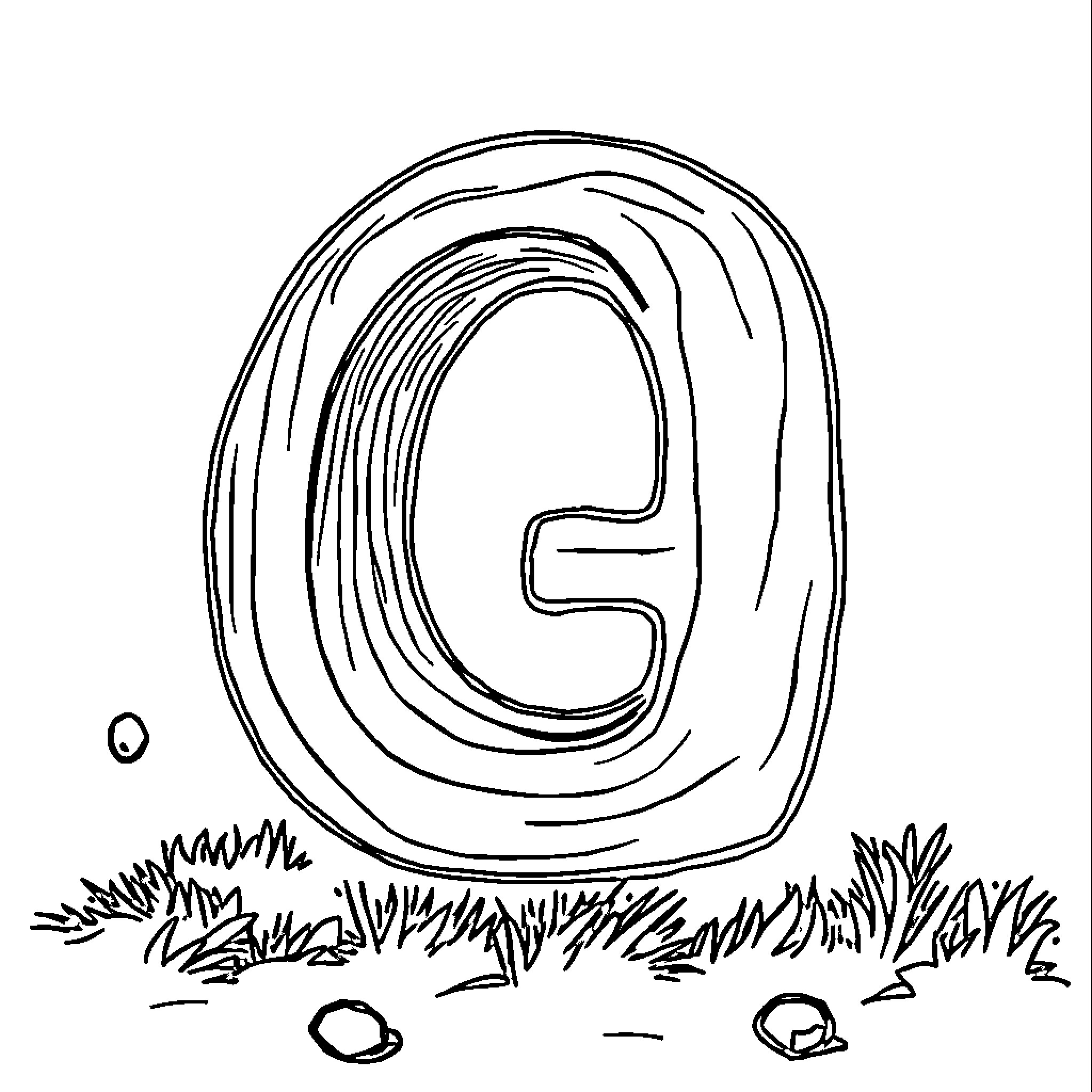 Graphic letter G in nature Coloring Page (free black-and-white line drawing printable PDF for all, from beginners to advanced learners, including children, teens, adults, and seniors)