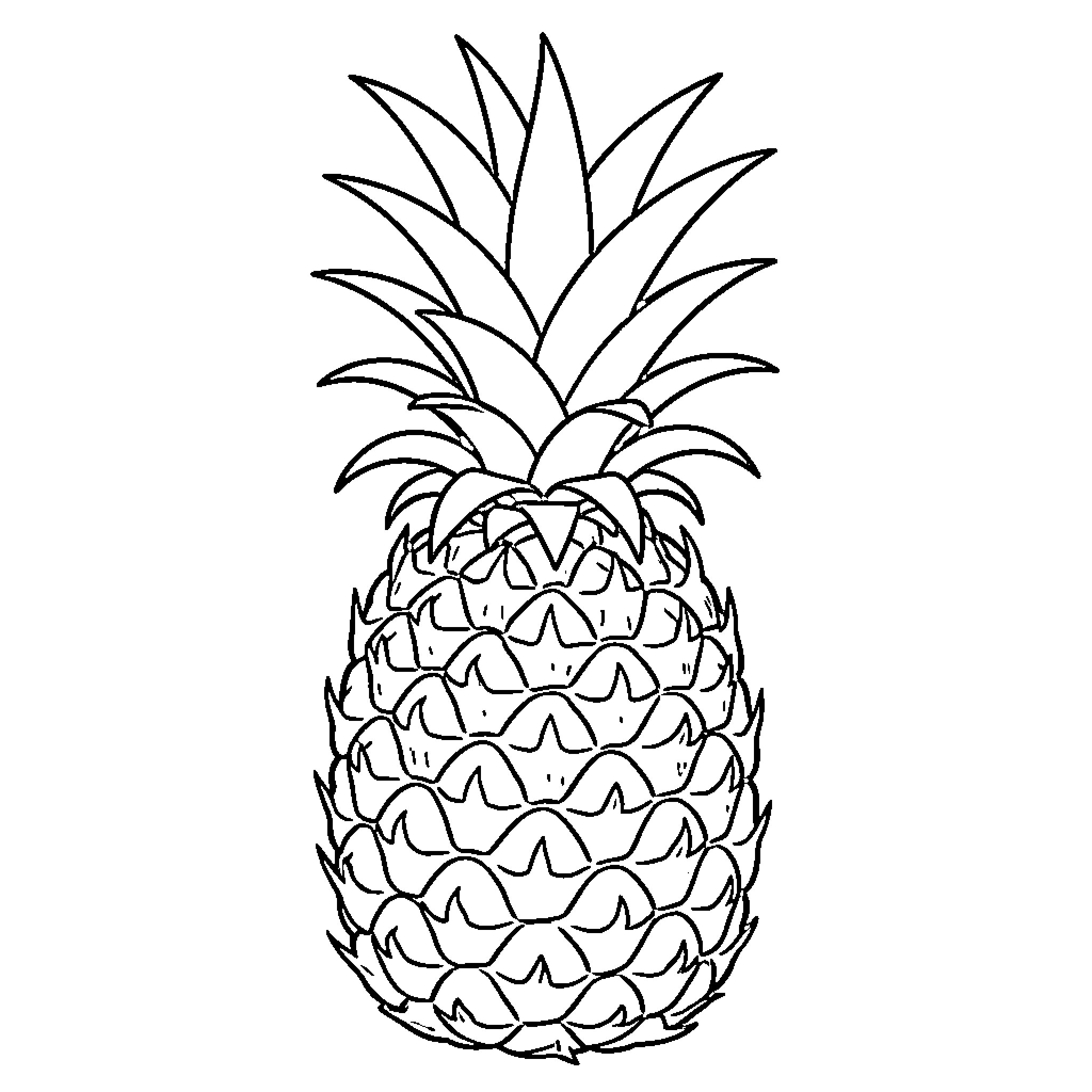 Pineapple outline sketch Coloring Page (free black-and-white line drawing printable PDF for all, from beginners to advanced learners, including children, teens, adults, and seniors)