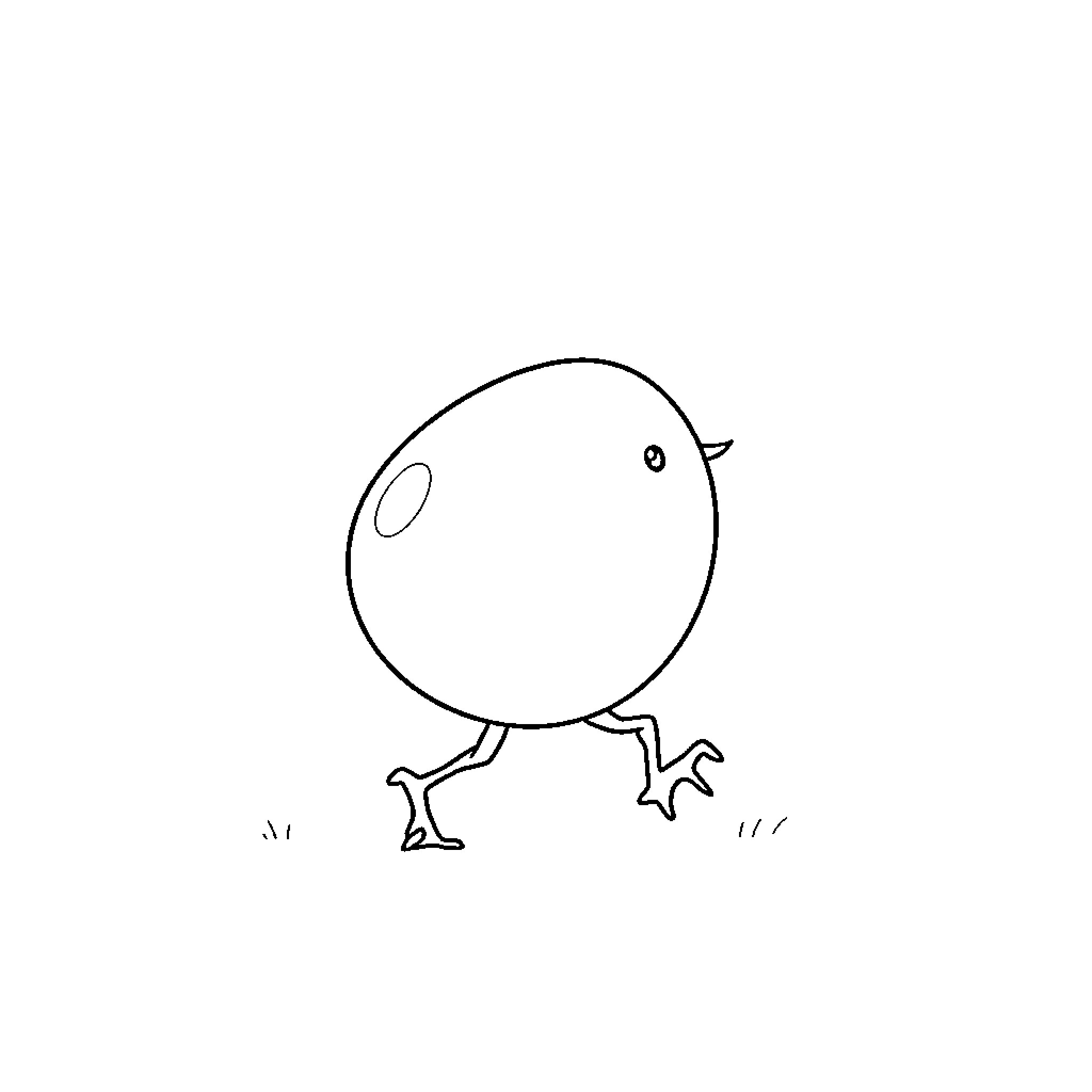 Egg character in simple outline drawing Coloring Page (free black-and-white line drawing printable PDF for all, from beginners to advanced learners, including children, teens, adults, and seniors)