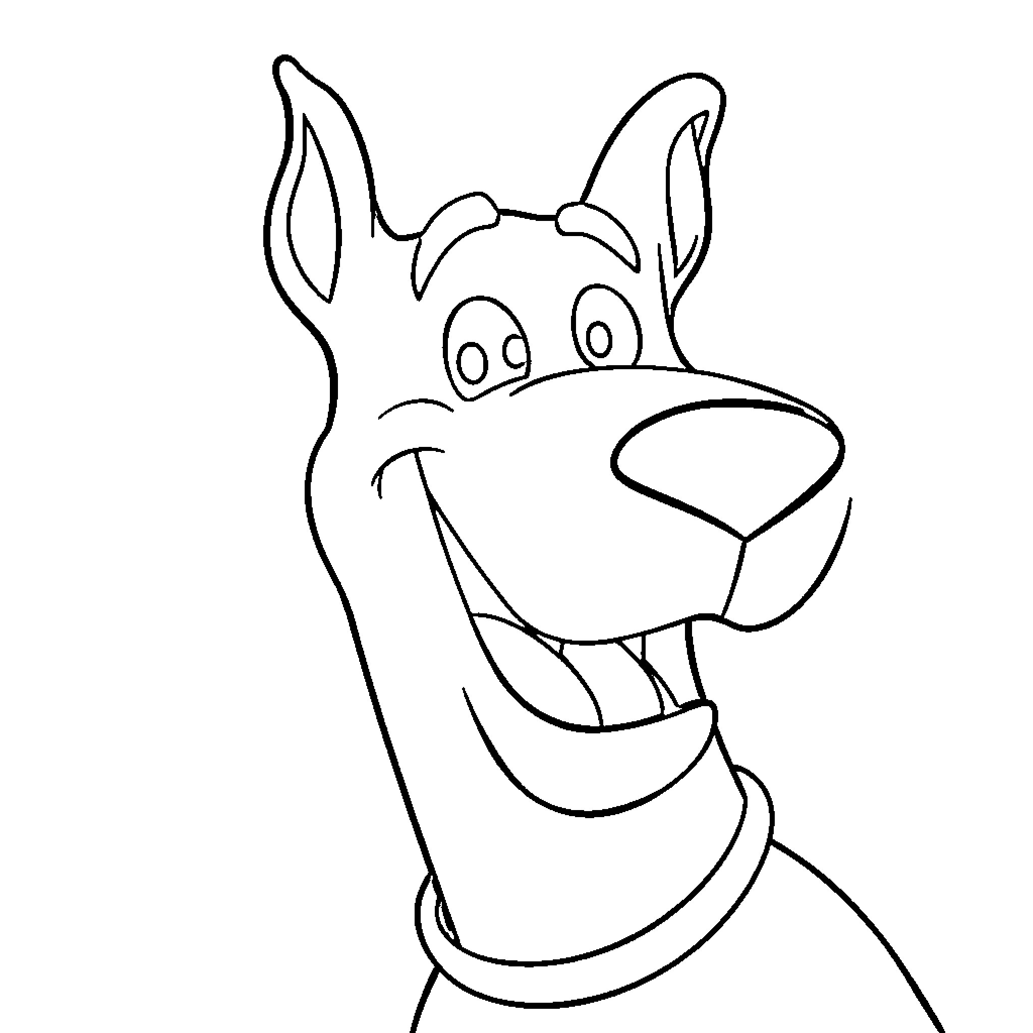 Scooby Doo Expressing Playful Joy Coloring Page (free black-and-white line drawing printable PDF for all, from beginners to advanced learners, including children, teens, adults, and seniors)
