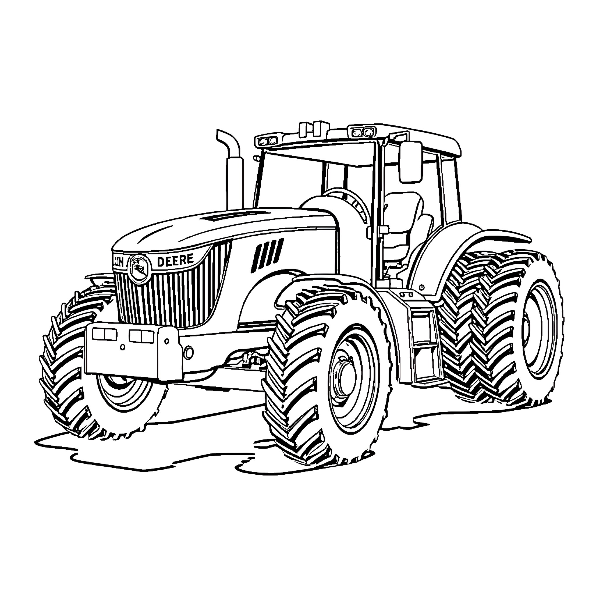 Tractor working on the field Coloring Page (free black-and-white line drawing printable PDF for all, from beginners to advanced learners, including children, teens, adults, and seniors)