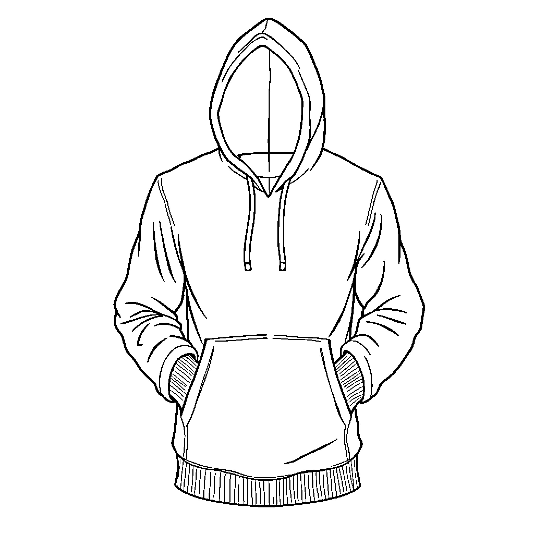 Hoodie with minimalist design Coloring Page (free black-and-white line drawing printable PDF for all, from beginners to advanced learners, including children, teens, adults, and seniors)