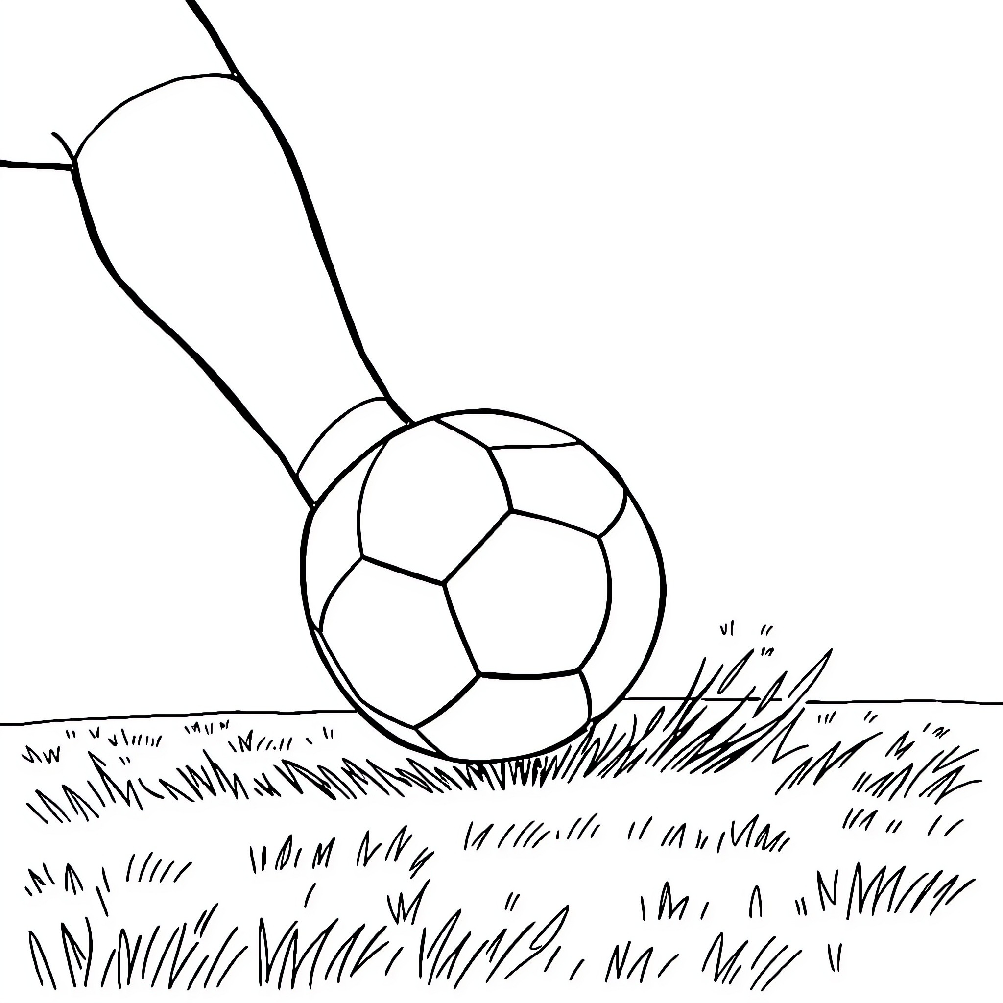 Football player kicking ball on field Coloring Page (free black-and-white line drawing printable PDF for all, from beginners to advanced learners, including children, teens, adults, and seniors)