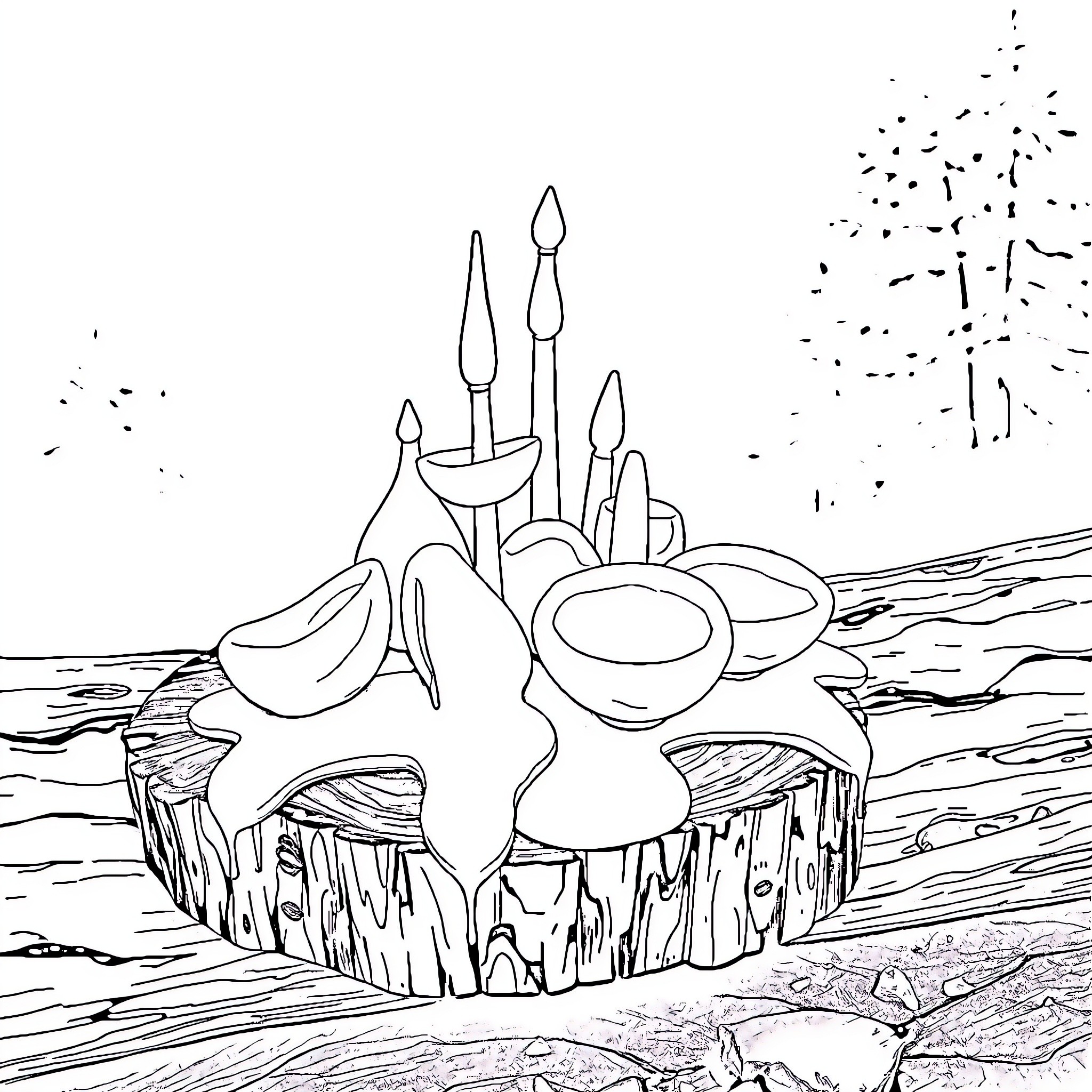 Ceramics studio with artistic pottery pieces Coloring Page (free black-and-white line drawing printable PDF for all, from beginners to advanced learners, including children, teens, adults, and seniors)