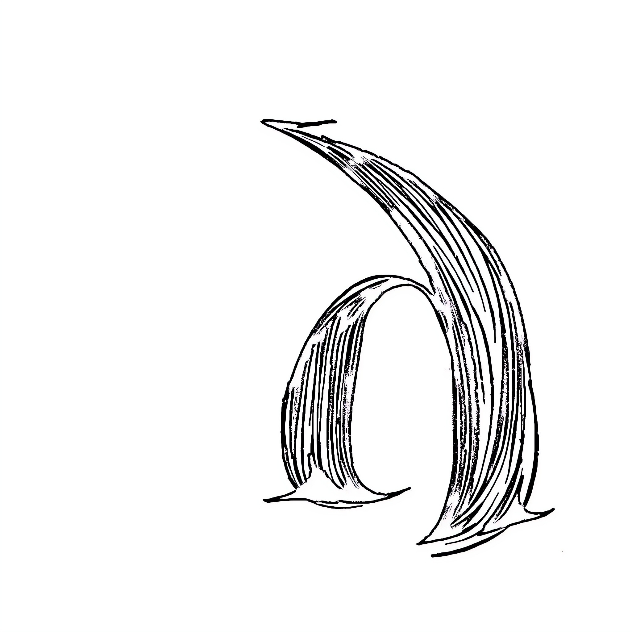 Letter A - Abstract Fluid Motion Design Coloring Page (free black-and-white line drawing printable PDF for all, from beginners to advanced learners, including children, teens, adults, and seniors)