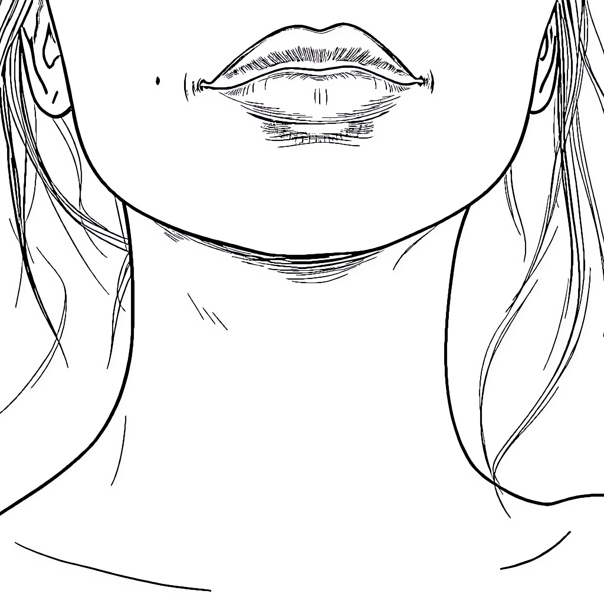Woman with striking facial features Coloring Page (free black-and-white line drawing printable PDF for all, from beginners to advanced learners, including children, teens, adults, and seniors)