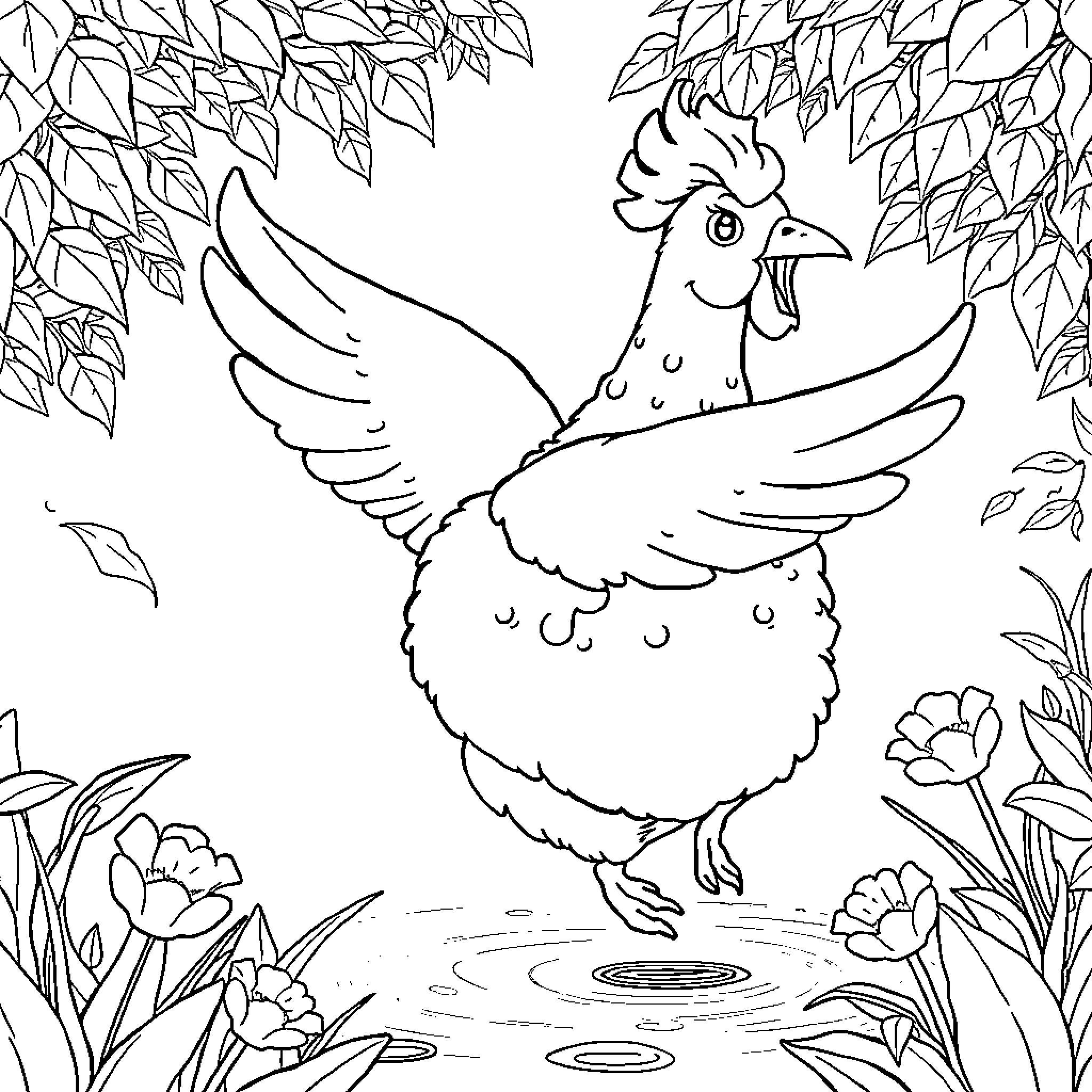 Sheep foraging in lush garden Coloring Page (free black-and-white line drawing printable PDF for all, from beginners to advanced learners, including children, teens, adults, and seniors)
