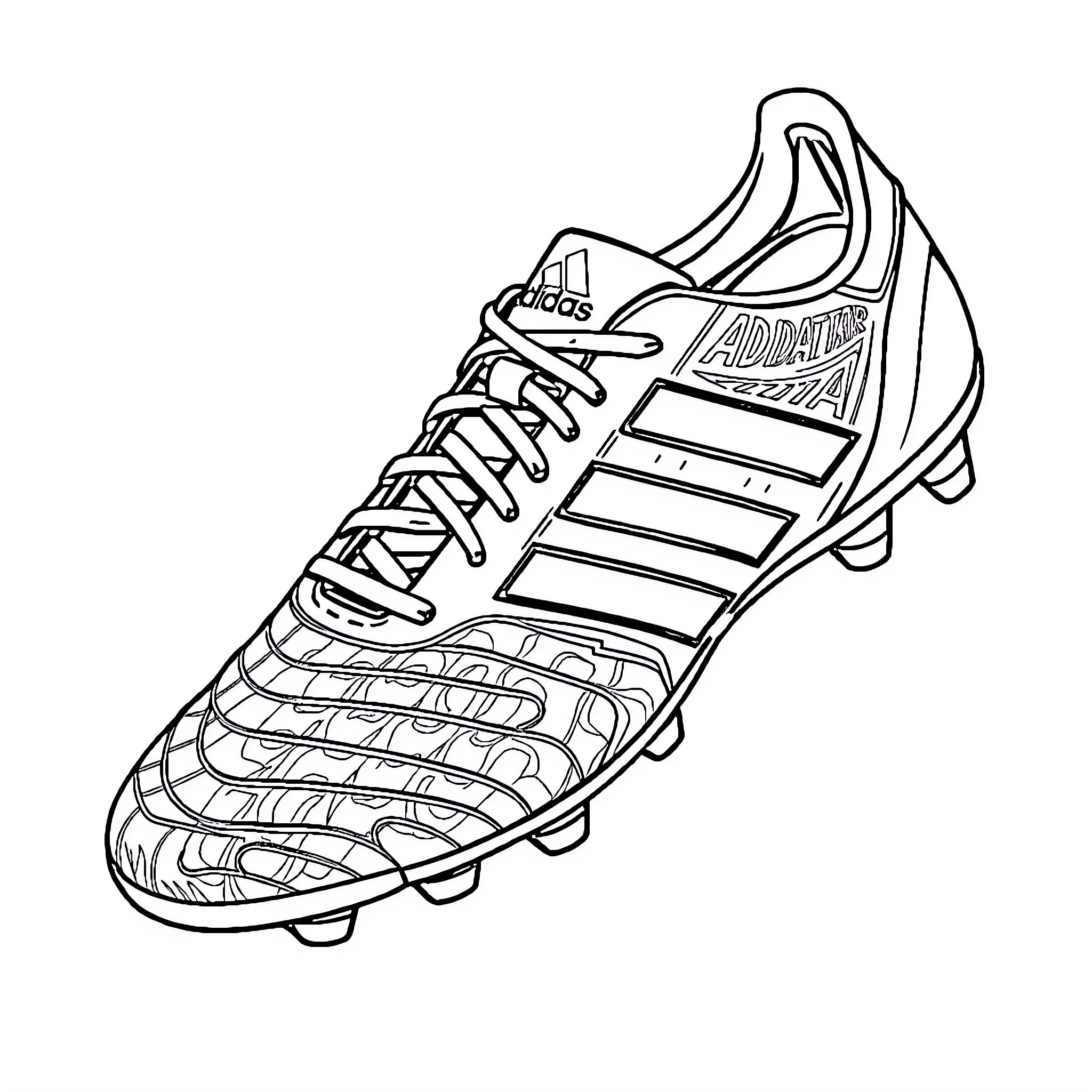 Adidas Predator football boot design Coloring Page (free black-and-white line drawing printable PDF for all, from beginners to advanced learners, including children, teens, adults, and seniors)