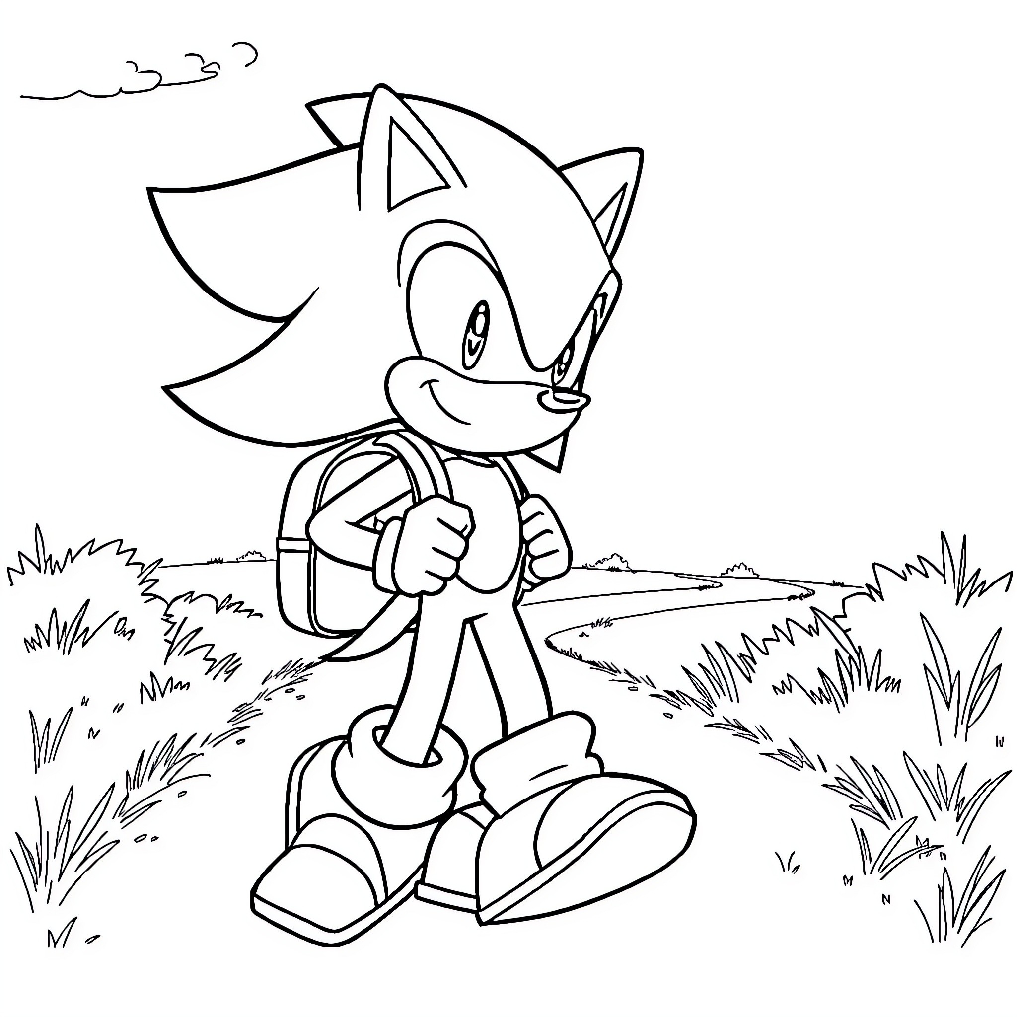 Shadow of a cheerful cartoon character Coloring Page (free black-and-white line drawing printable PDF for all, from beginners to advanced learners, including children, teens, adults, and seniors)