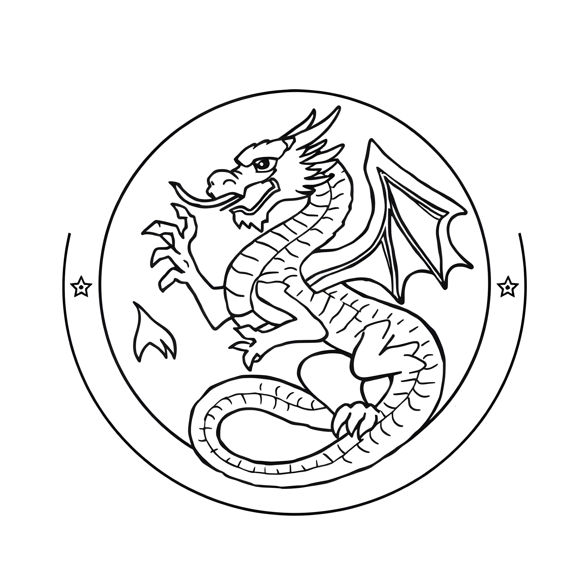 St George Illawarra Dragons team emblem illustration Coloring Page (free black-and-white line drawing printable PDF for all, from beginners to advanced learners, including children, teens, adults, and seniors)