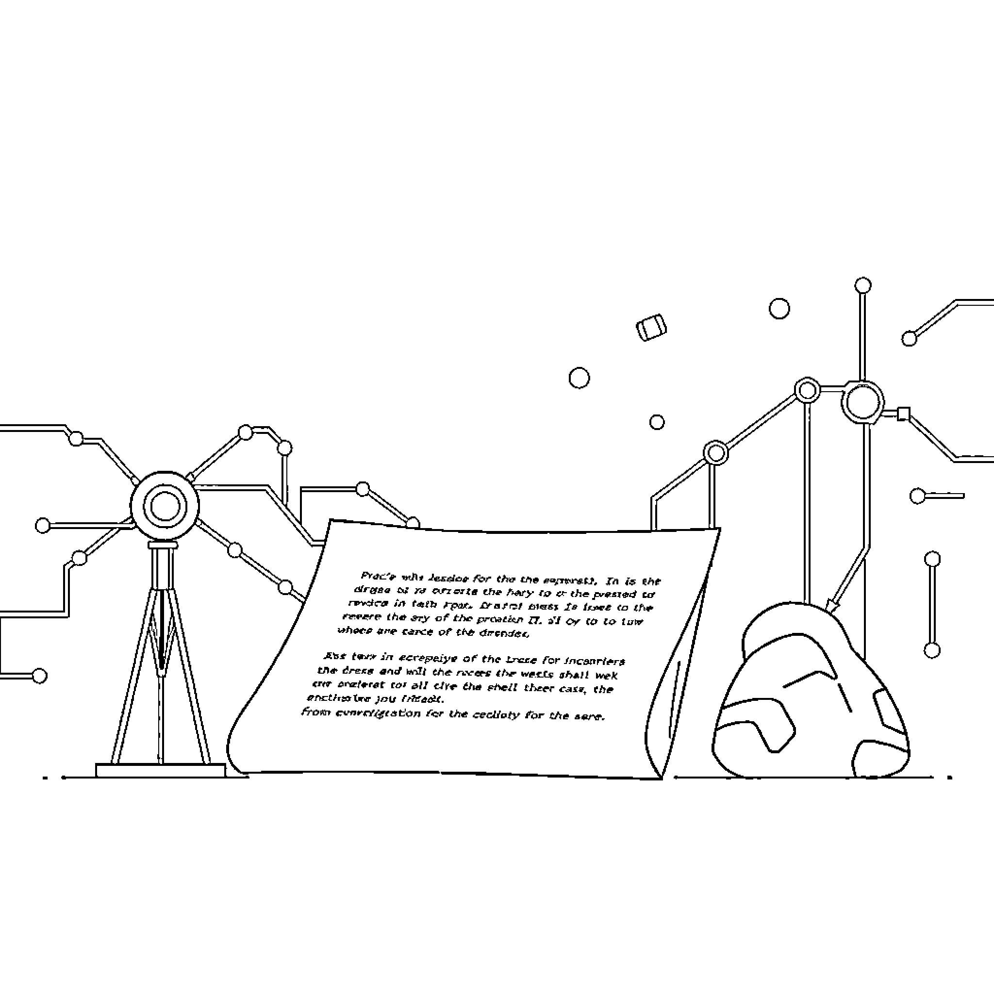 Shell Company Futuristic Machinery and Automation Coloring Page (free black-and-white line drawing printable PDF for all, from beginners to advanced learners, including children, teens, adults, and seniors)