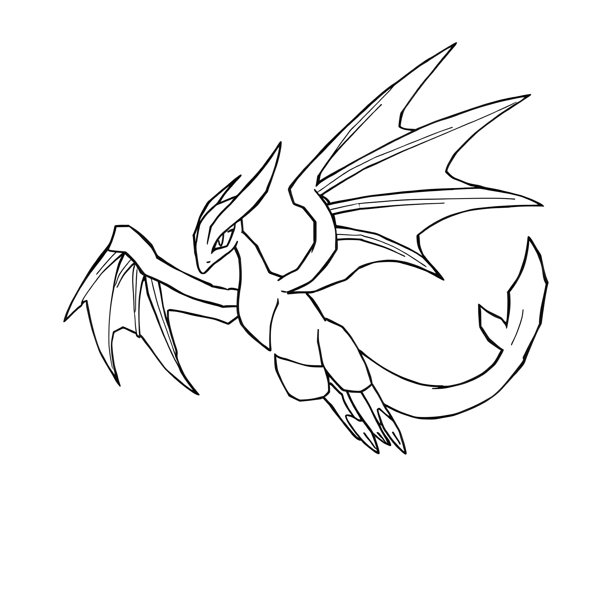 Yveltal, the fierce legendary Pokemon Coloring Page (free black-and-white line drawing printable PDF for all, from beginners to advanced learners, including children, teens, adults, and seniors)