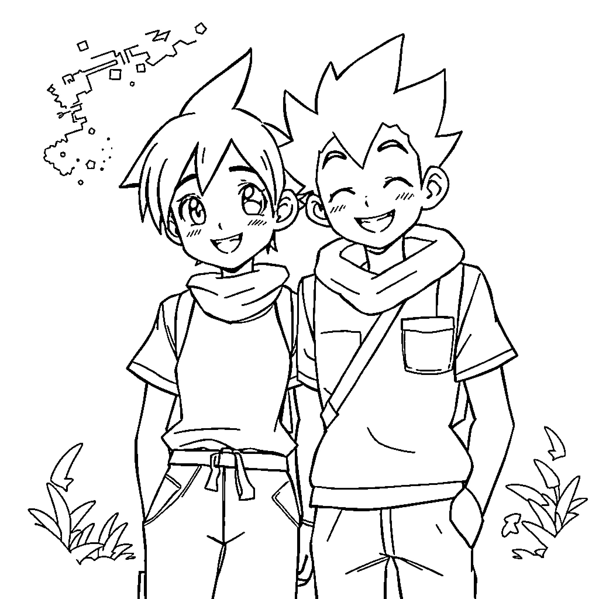 Tai's Cheerful Adventure Coloring Page (free black-and-white line drawing printable PDF for all, from beginners to advanced learners, including children, teens, adults, and seniors)