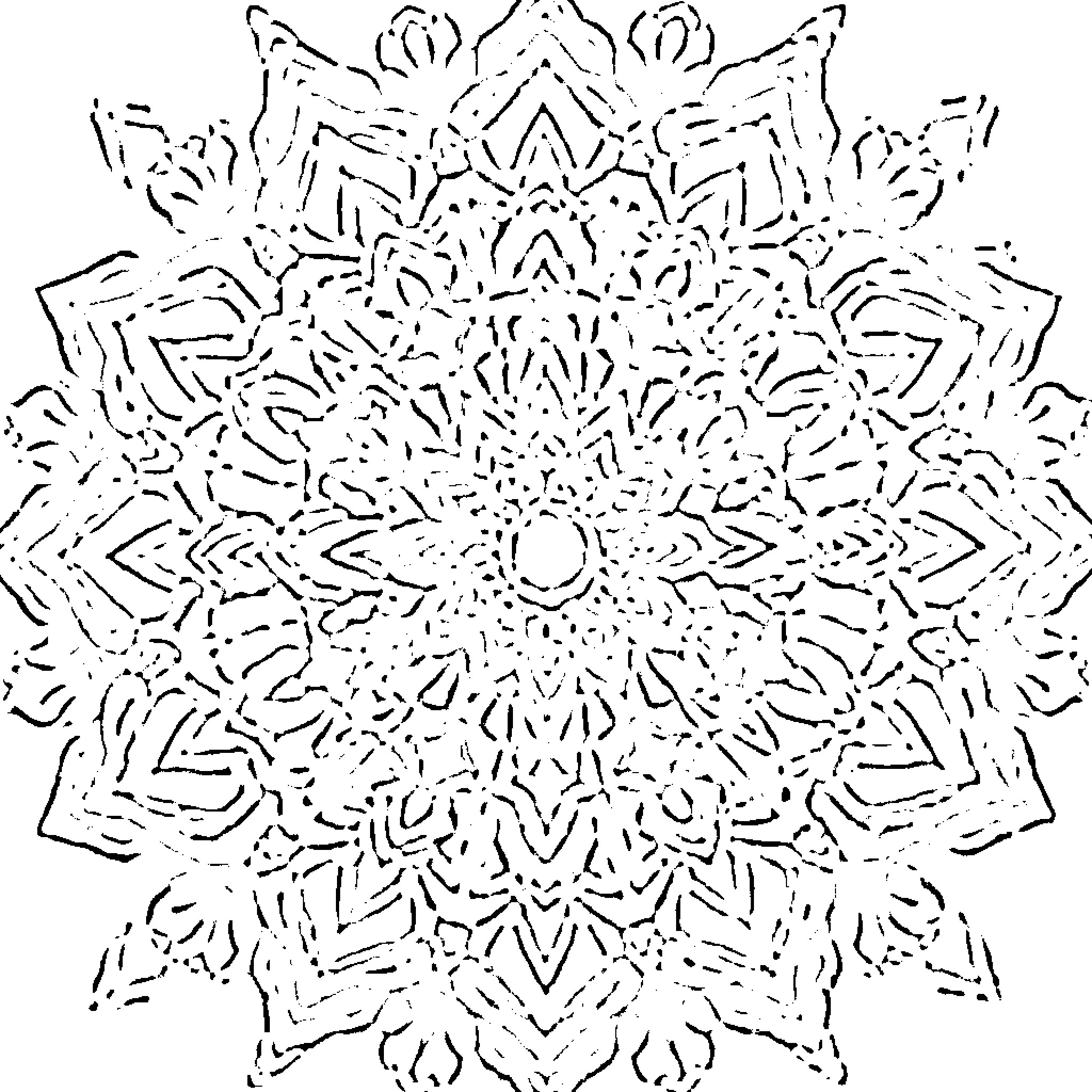 Mandala-inspired intricate pattern Coloring Page (free black-and-white line drawing printable PDF for all, from beginners to advanced learners, including children, teens, adults, and seniors)