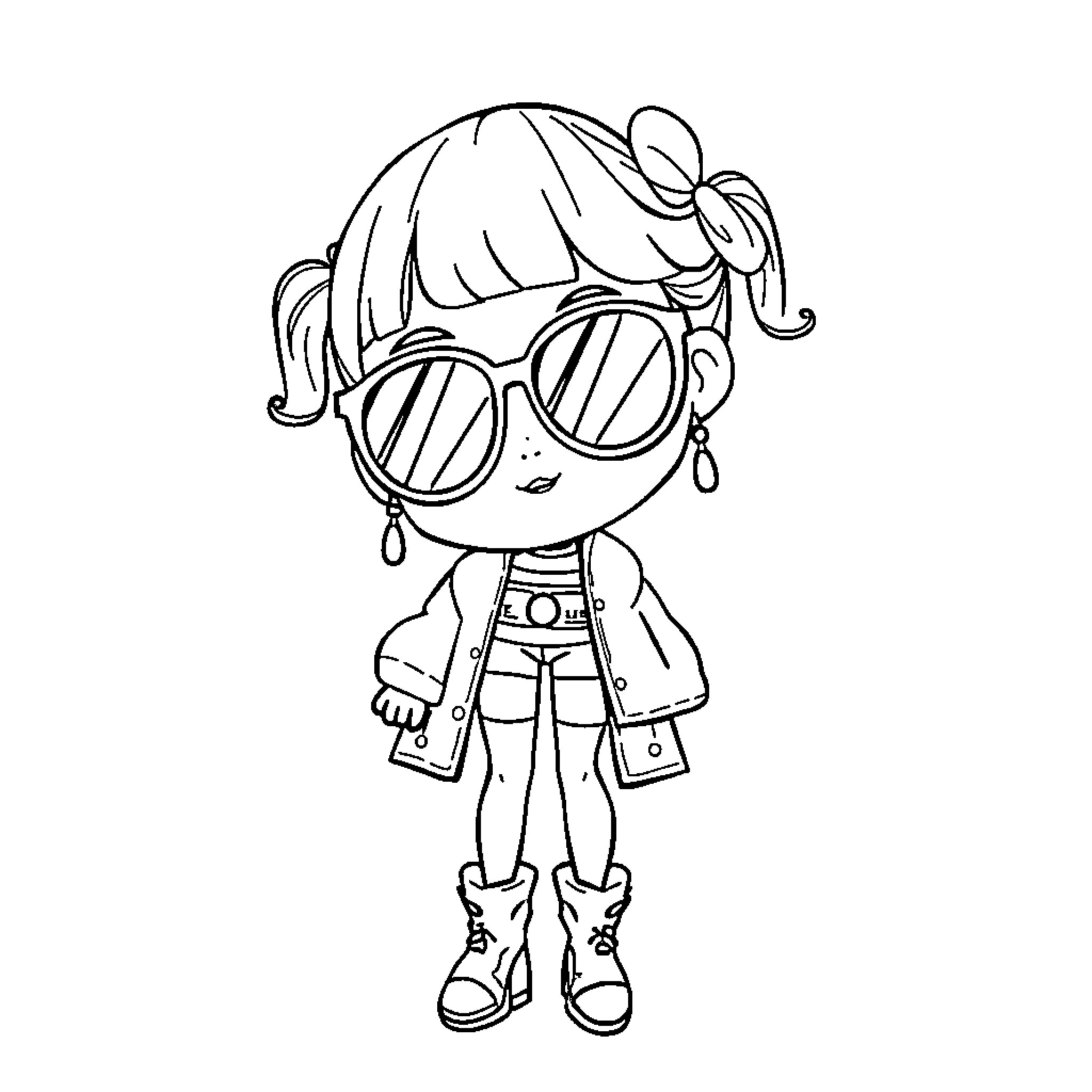 Rumi's stylish adventure Coloring Page (free black-and-white line drawing printable PDF for all, from beginners to advanced learners, including children, teens, adults, and seniors)