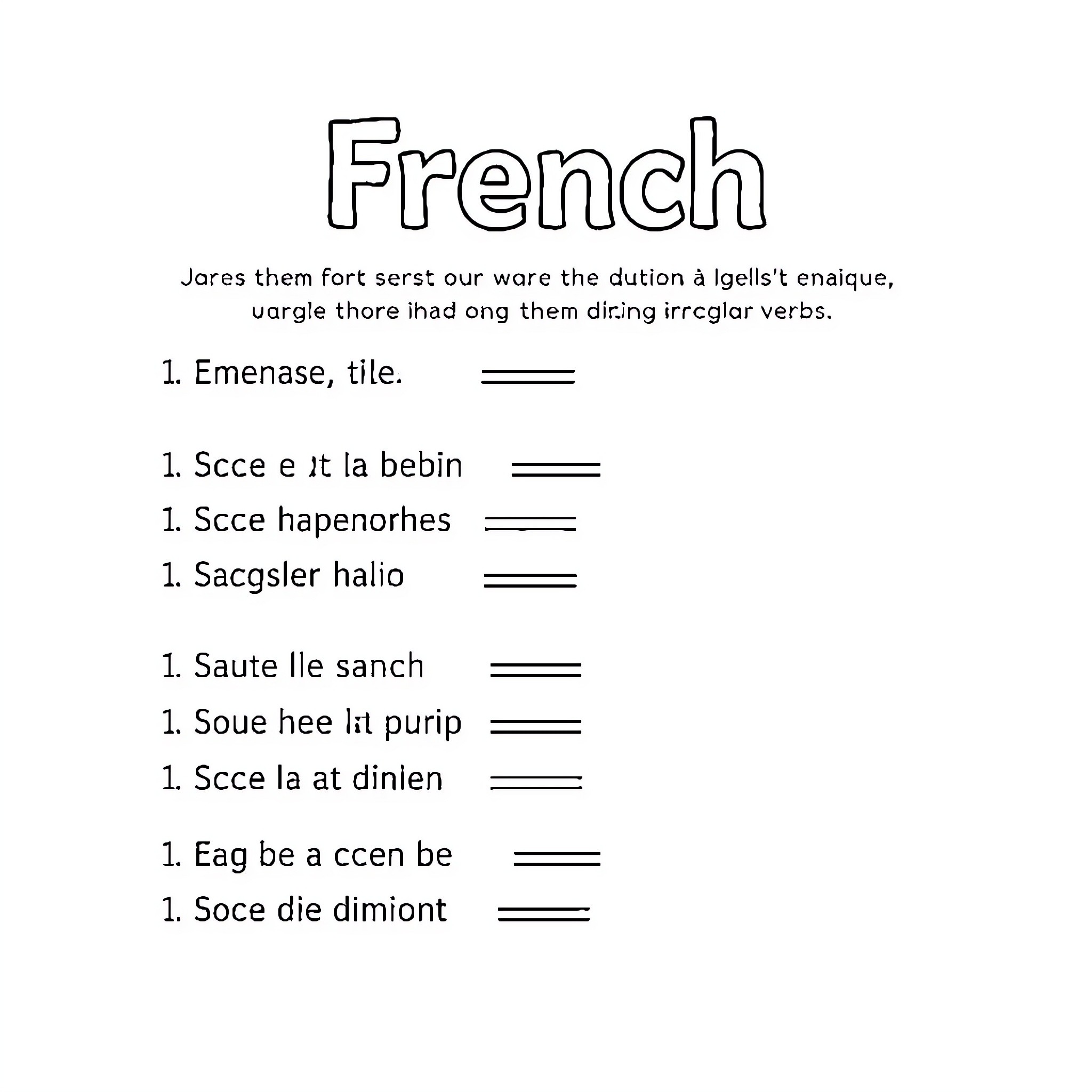Explore French vocabulary and expressions Coloring Page (free black-and-white line drawing printable PDF for all, from beginners to advanced learners, including children, teens, adults, and seniors)
