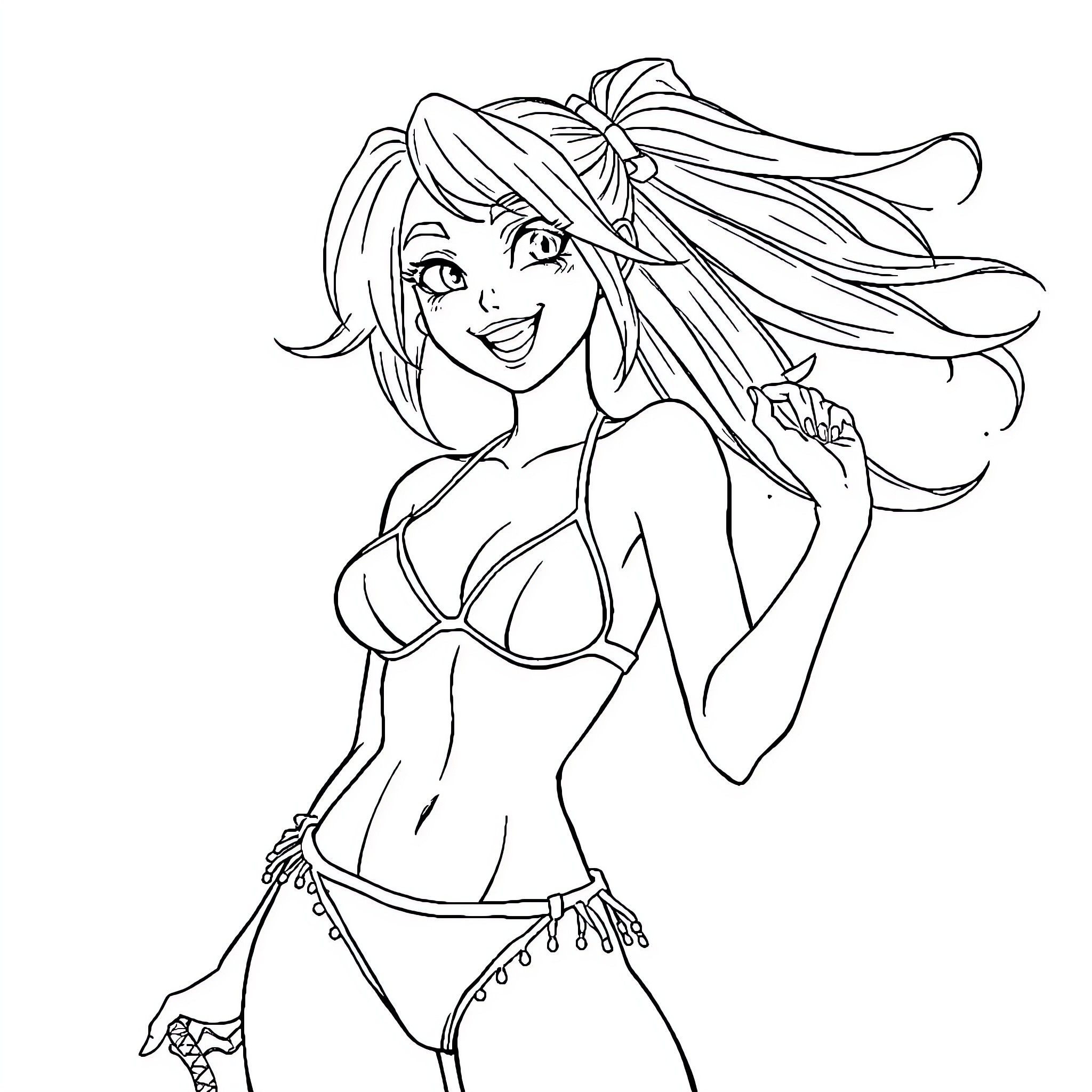 Jinx's Mischievous Allure Coloring Page (free black-and-white line drawing printable PDF for all, from beginners to advanced learners, including children, teens, adults, and seniors)