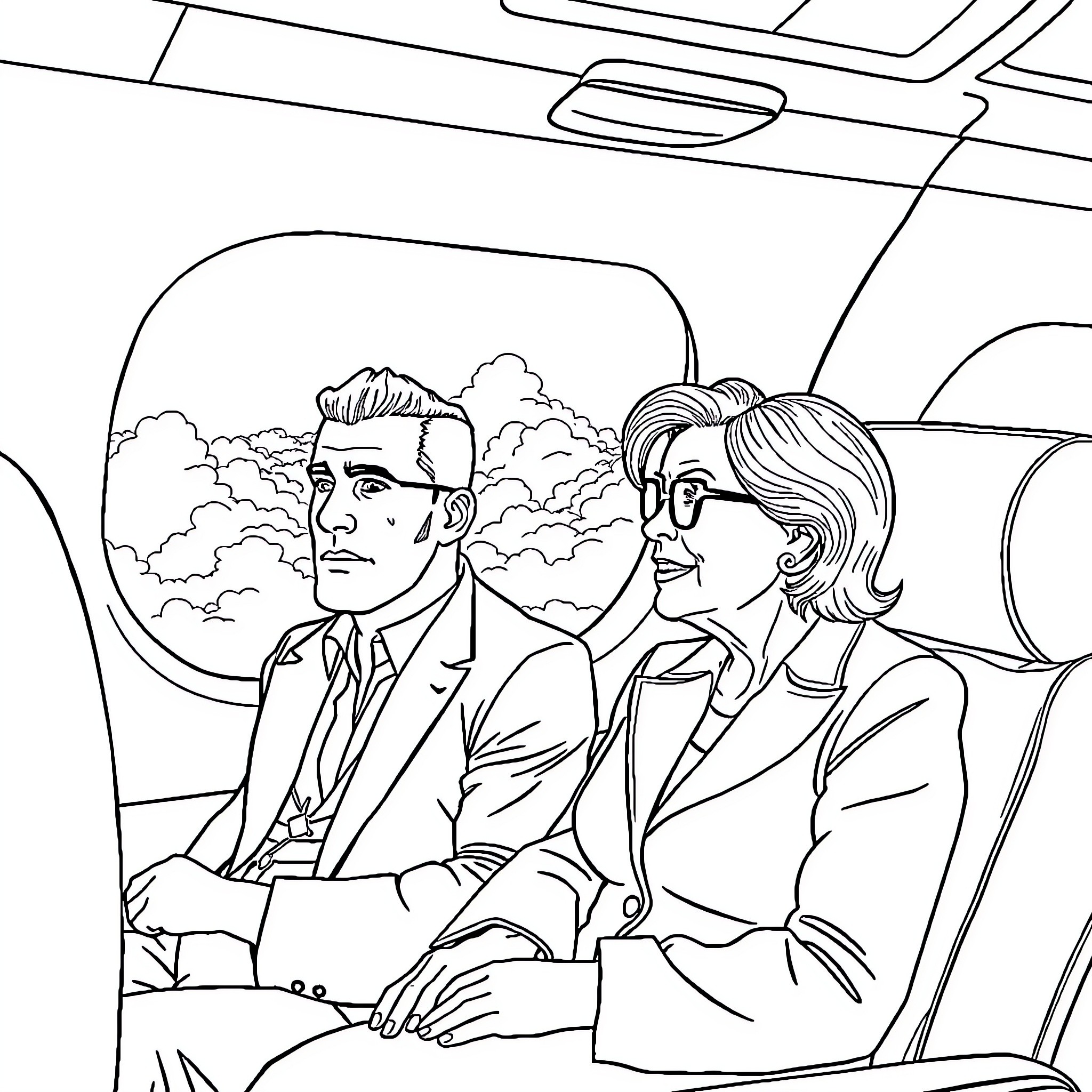 John Cena Discussing Business in Formal Attire Coloring Page (free black-and-white line drawing printable PDF for all, from beginners to advanced learners, including children, teens, adults, and seniors)